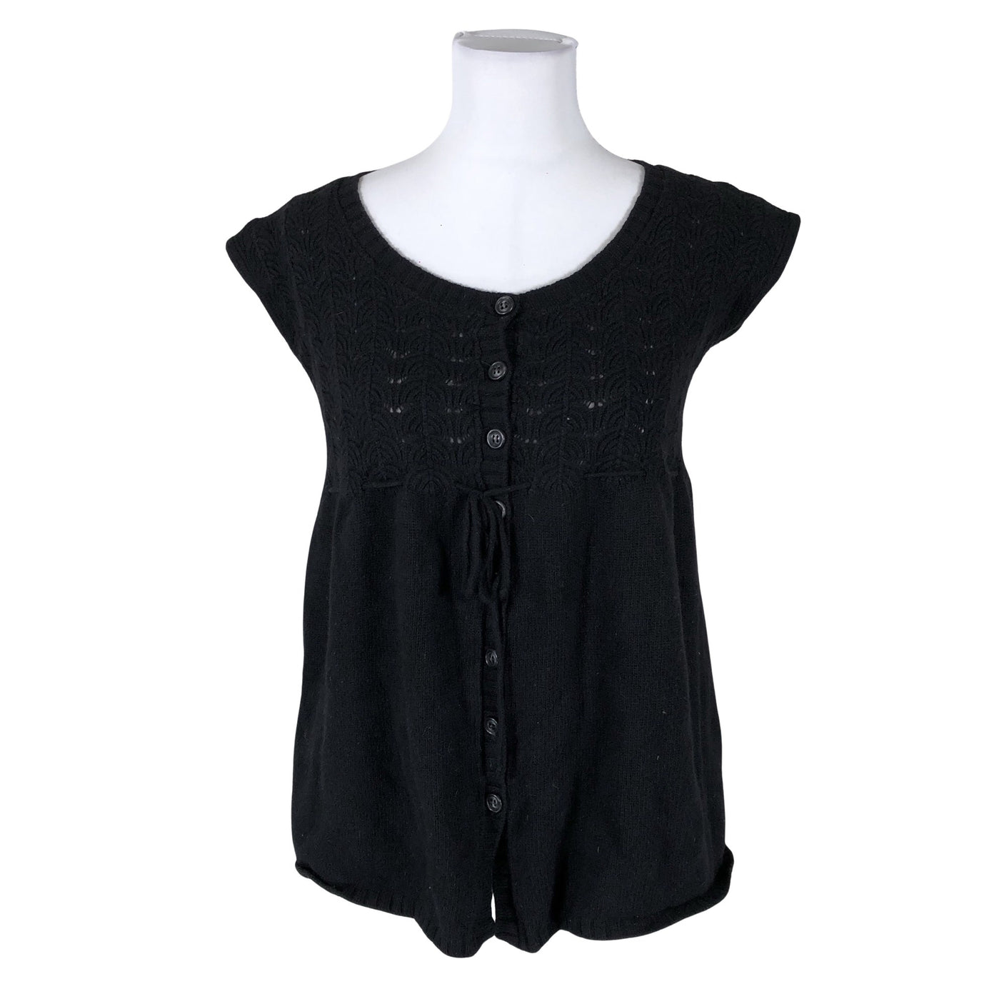 Unisex Benetton - Kootud vest, suurus 40 - Must (1)