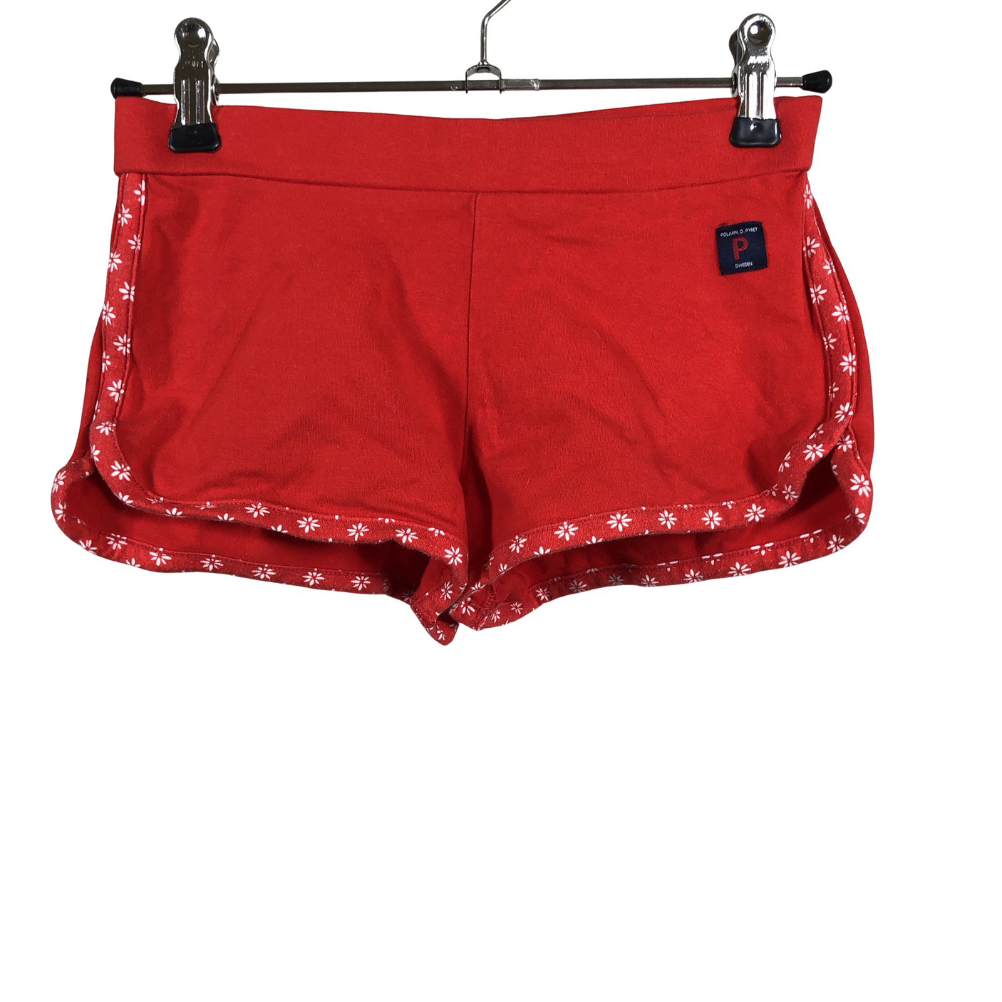 Unisex Polarn O. Pyret - Trikotaažist lühikesed püksid, suurus 122 - 128 - Punane (1)