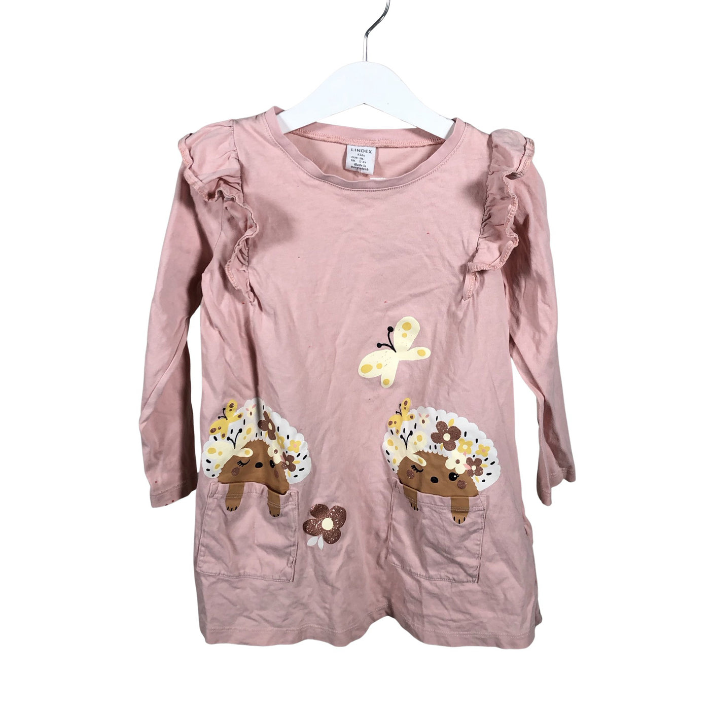 Unisex Lindex - Trikotaažist kleit, suurus 110 - 116 - Heleroosa (1)