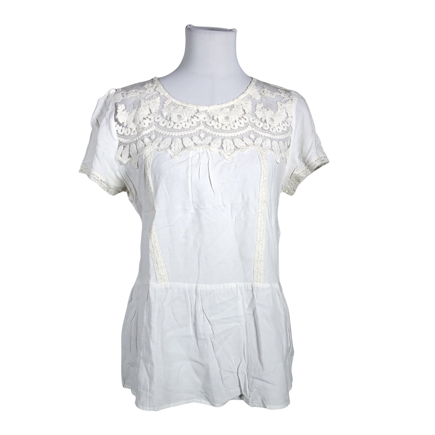 Unisex Rosemunde - Lühikeste käistega pluus, suurus 40 - Looduslik valge (1)