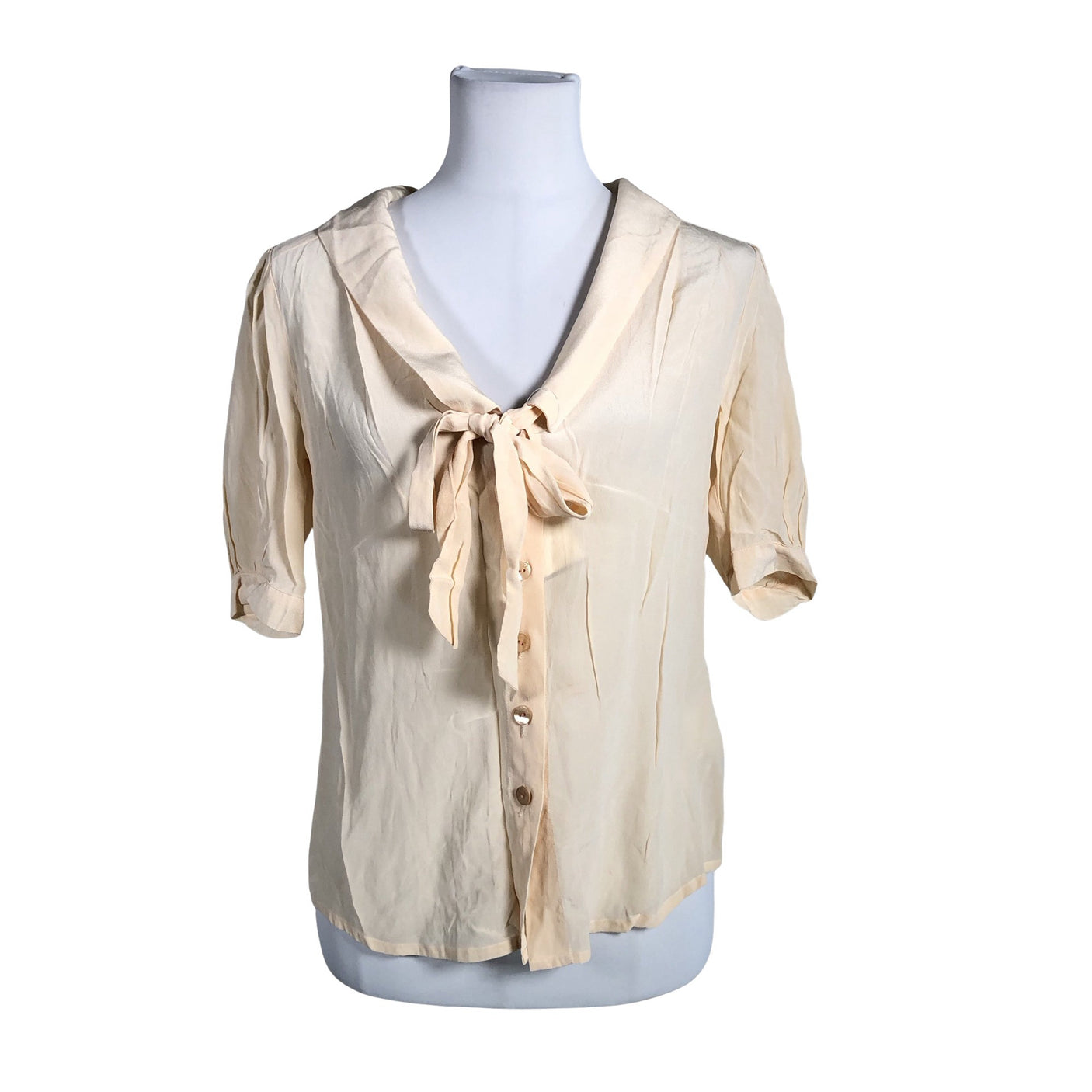 Unisex Tricot Chic - Lühikeste käistega pluus, suurus 40 - Beige (1)