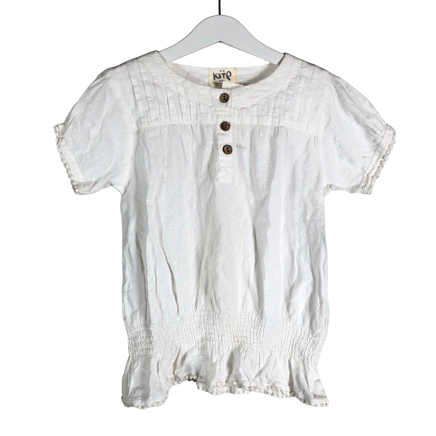 Unisex Kite - Lühikeste käistega pluus, suurus 122 - 128 - Valge (1)