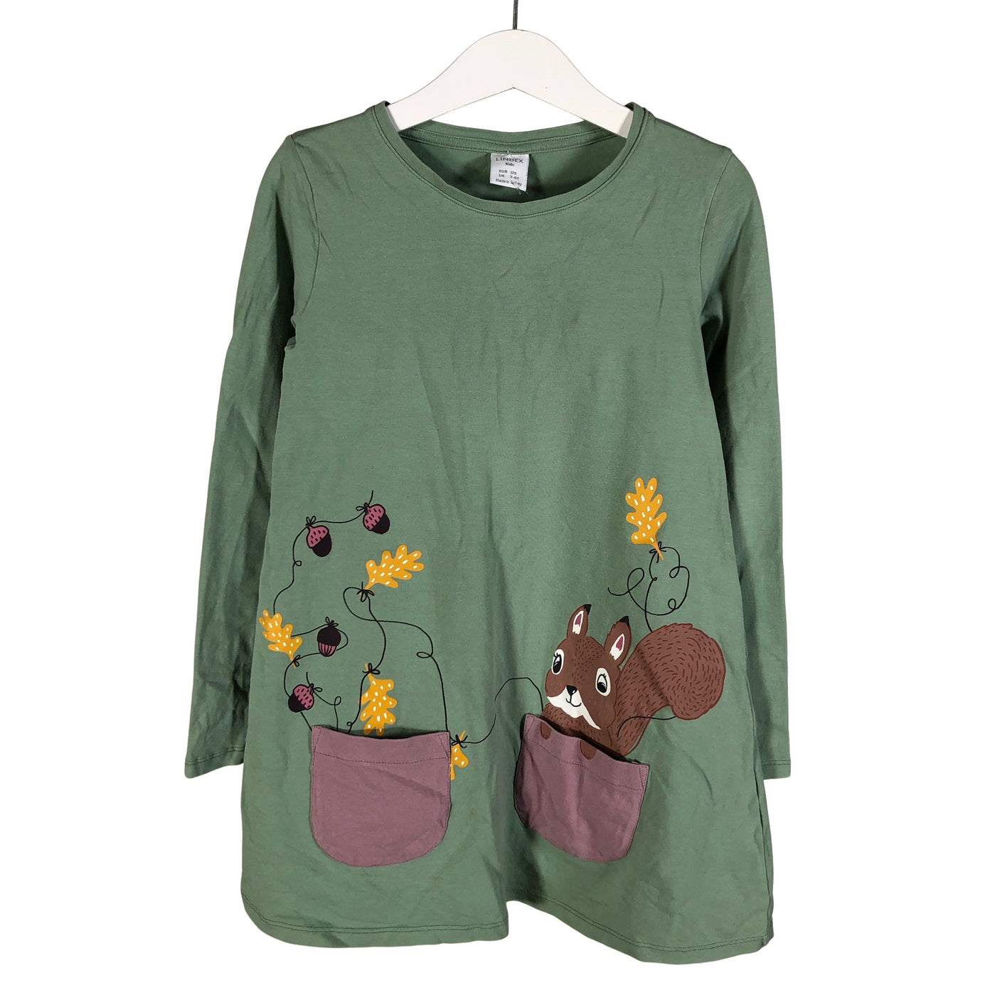 Unisex Lindex - Trikotaažist kleit, suurus 122 - 128 - Roheline (1)