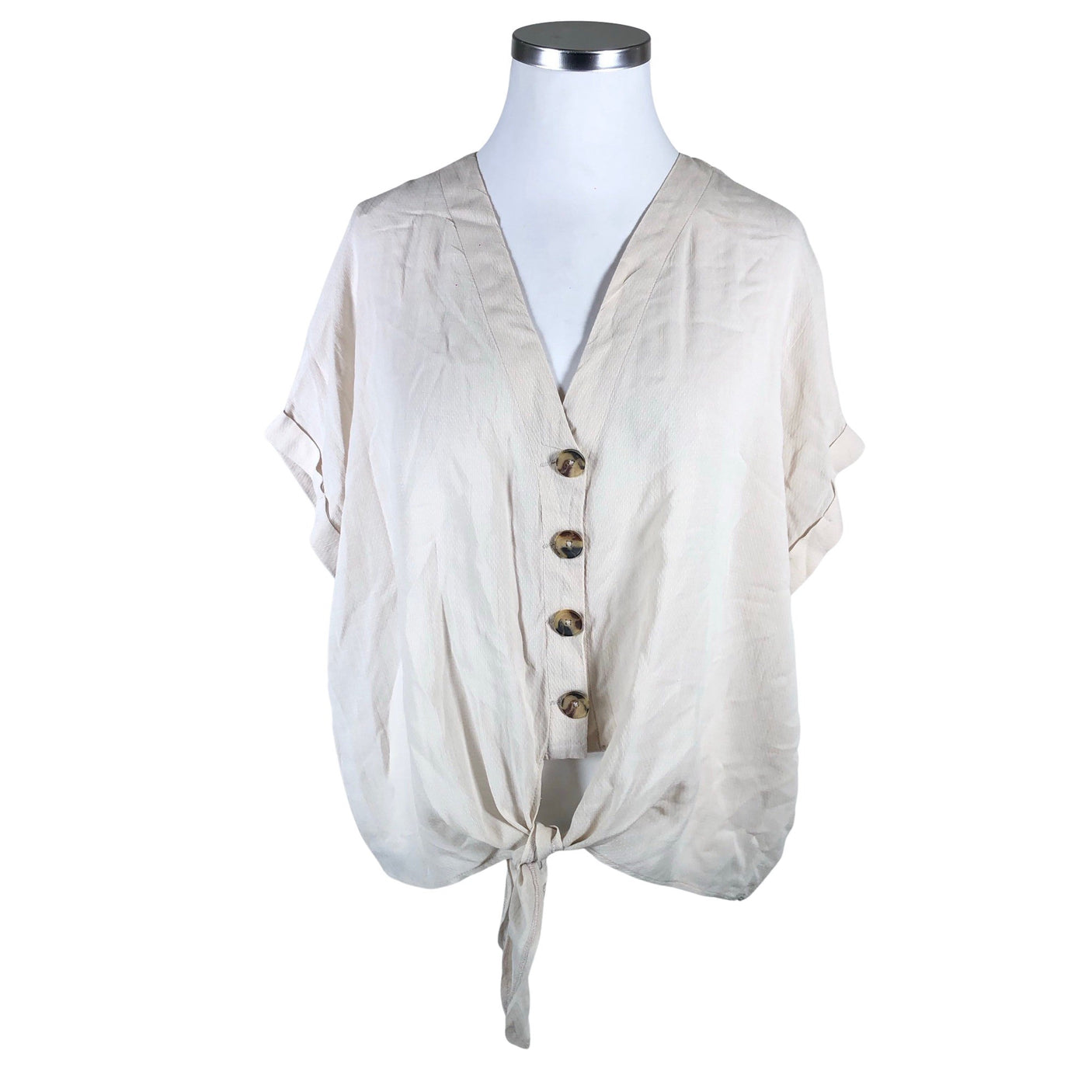 Unisex Lindex - Lühikeste käistega pluus, suurus 44 - Beige (1)