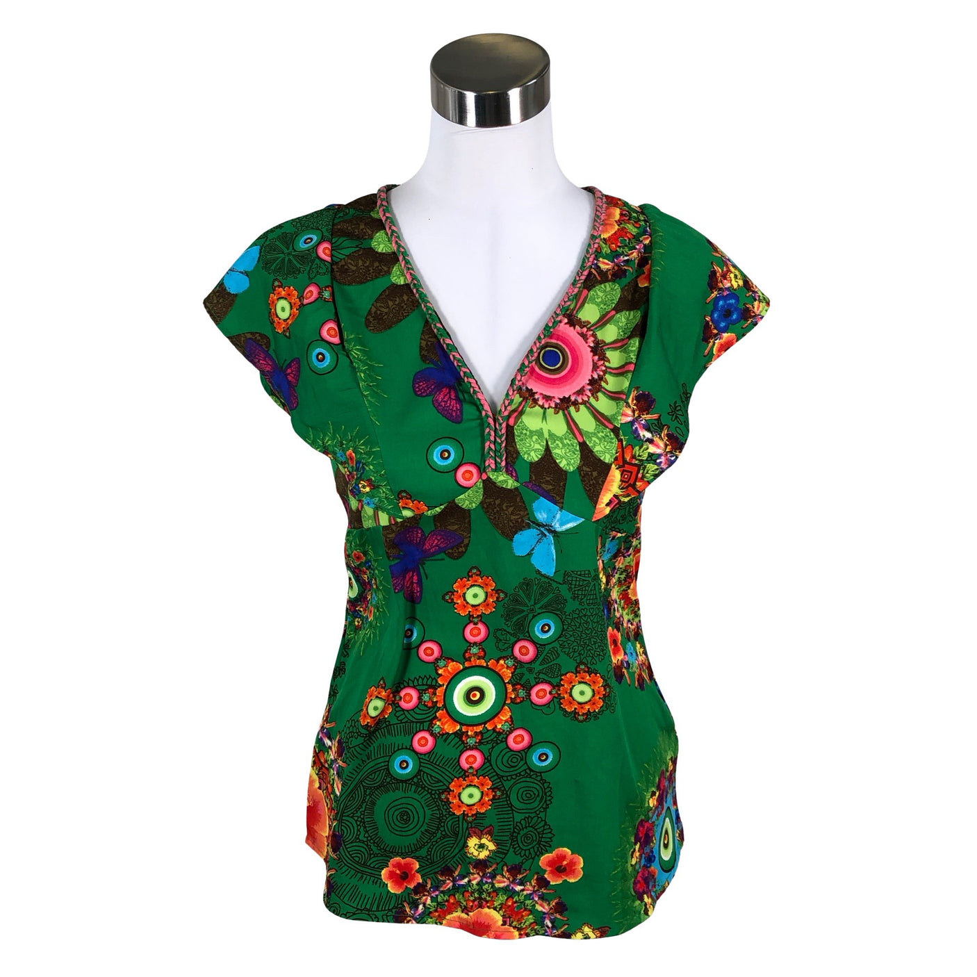 Unisex Desigual - Lühikeste käistega pluus, suurus 36 - Roheline (1)