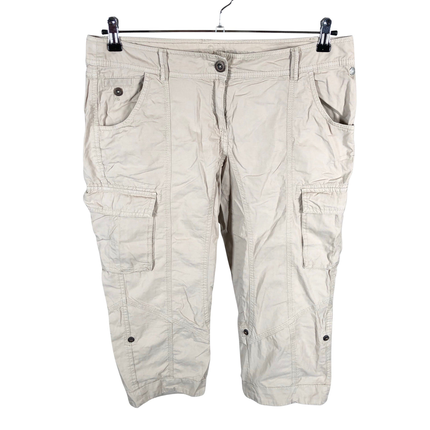 Unisex s.Oliver - Mittevenivad poolpikad püksid, suurus 40 - Beige (1)