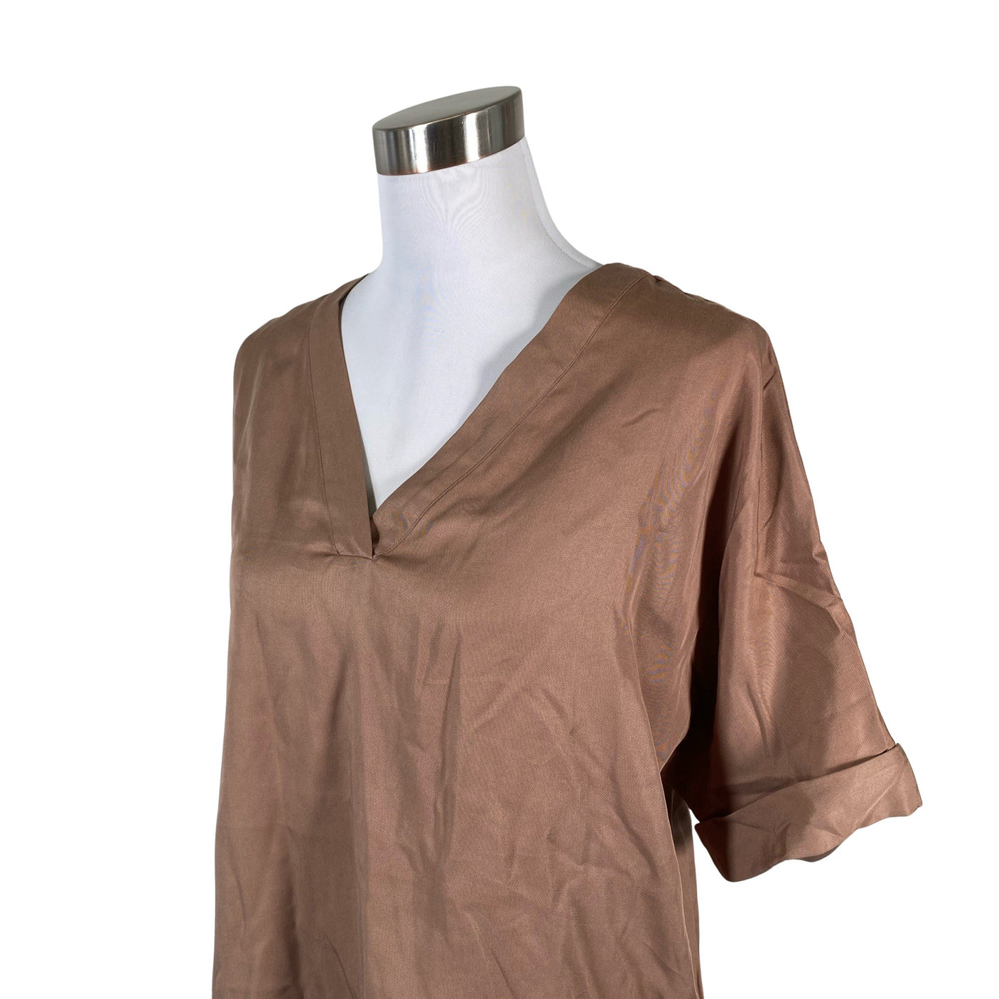 Unisex Adolfo Dominguez - Lühikeste käistega pluus, suurus 38 - Pruun (3)