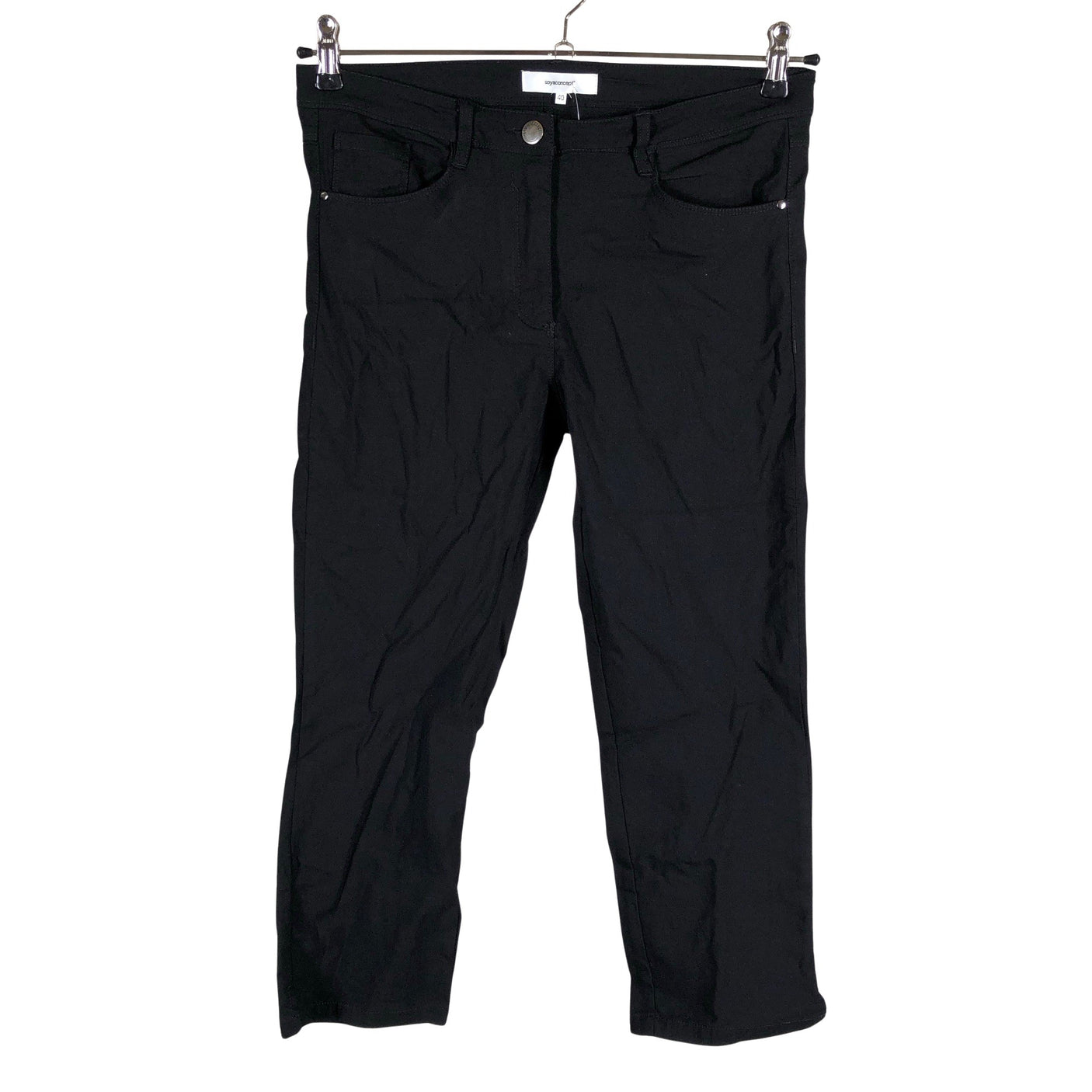 Unisex Soyaconcept - Mittevenivad poolpikad püksid, suurus 40 - Must (1)