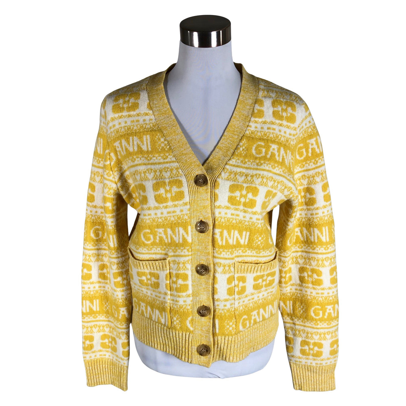 Unisex Ganni - Kardigan, suurus 38 - Kollane (1)