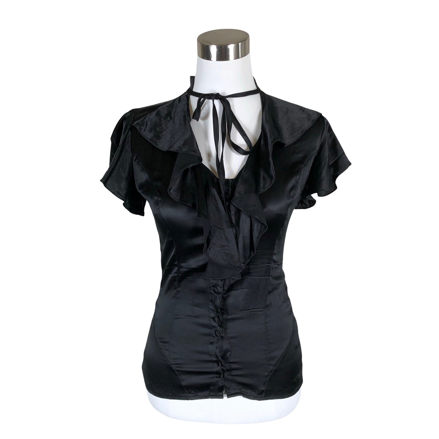 Unisex Guess - Lühikeste käistega pluus, suurus 34 - Must (1)