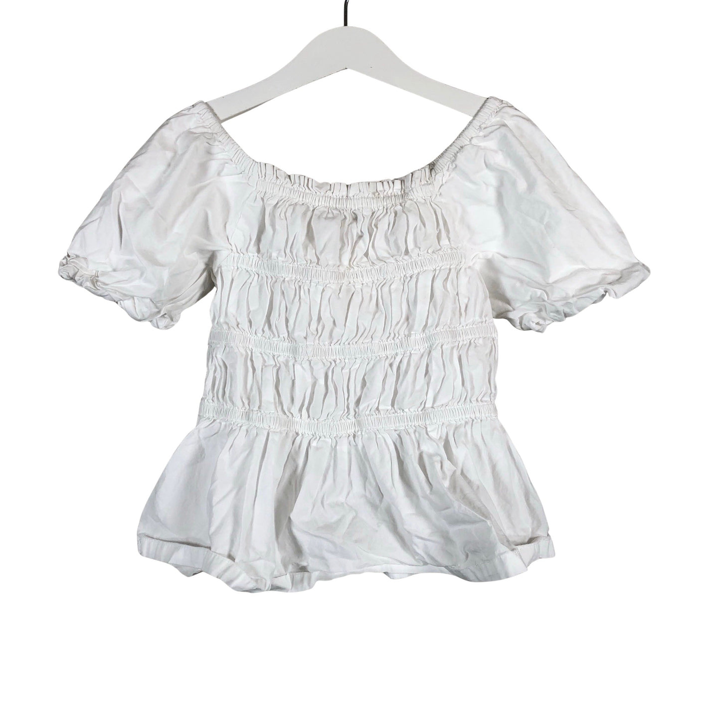Unisex Uniqlo - Lühikeste käistega pluus, suurus 128 - 134 - Valge (1)