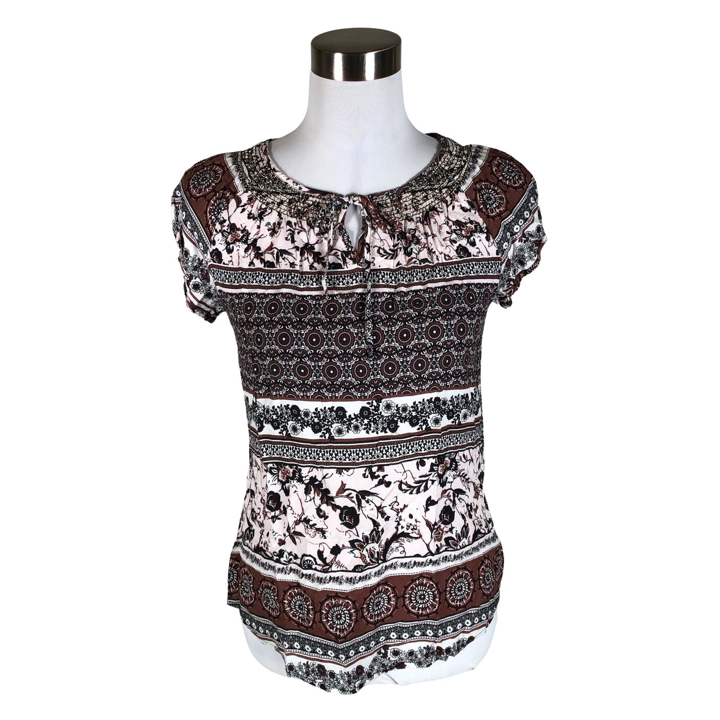 Unisex Comma - Lühikeste käistega pluus, suurus 34 - Pruun (1)