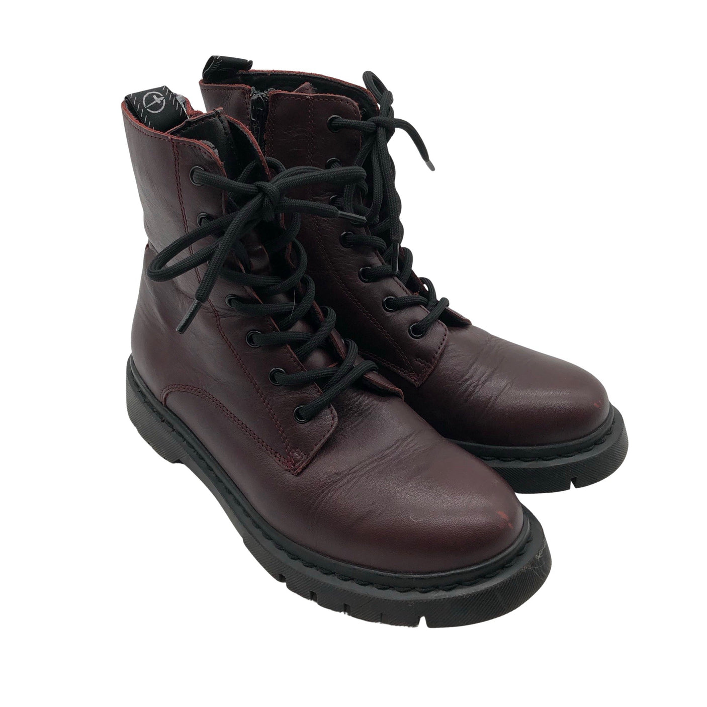 Unisex Tamaris - Nööridega saapad, suurus 38 - Veinipunane (2)
