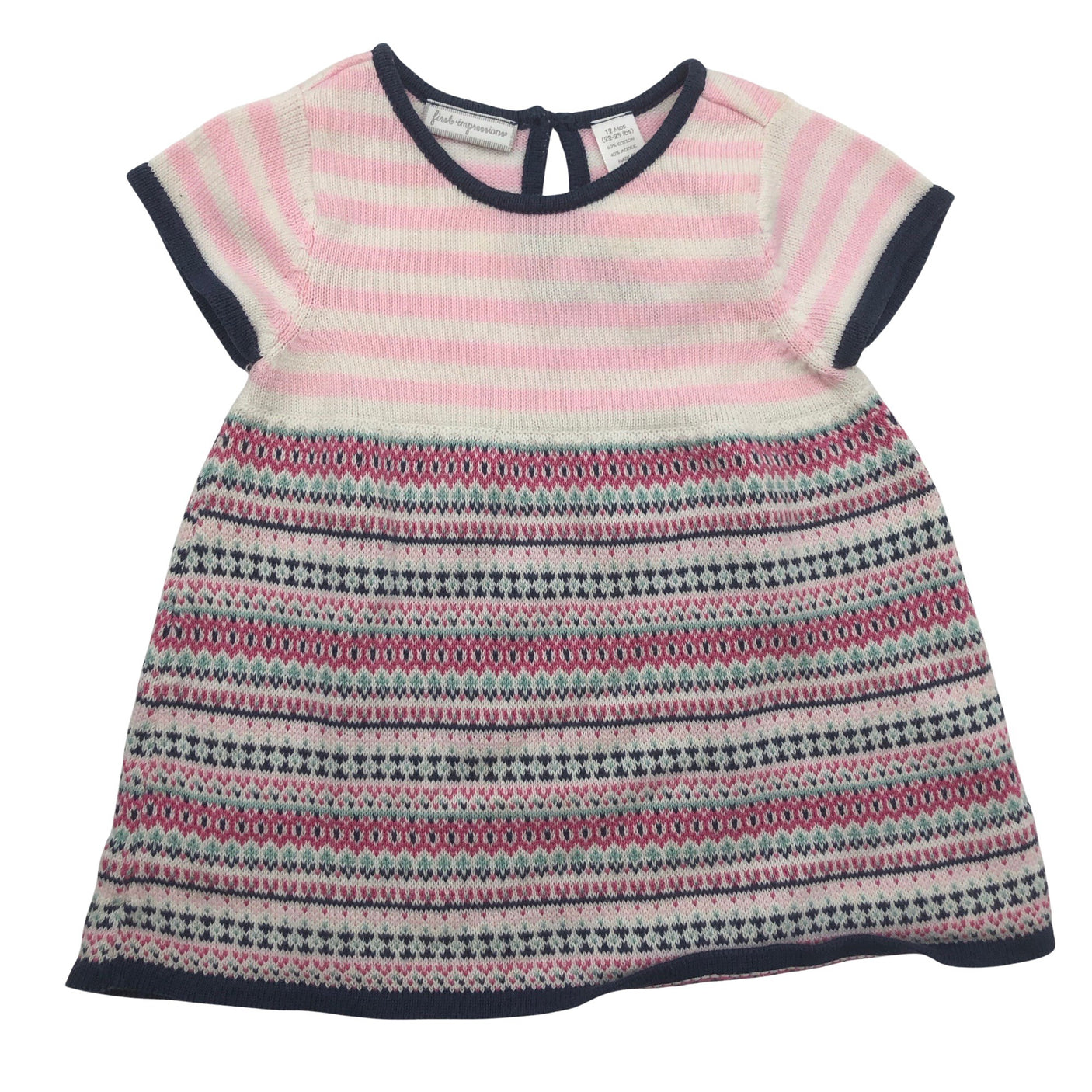 Unisex First Impressions - Kootud tuunika, suurus 74 - 80 - Heleroosa (1)