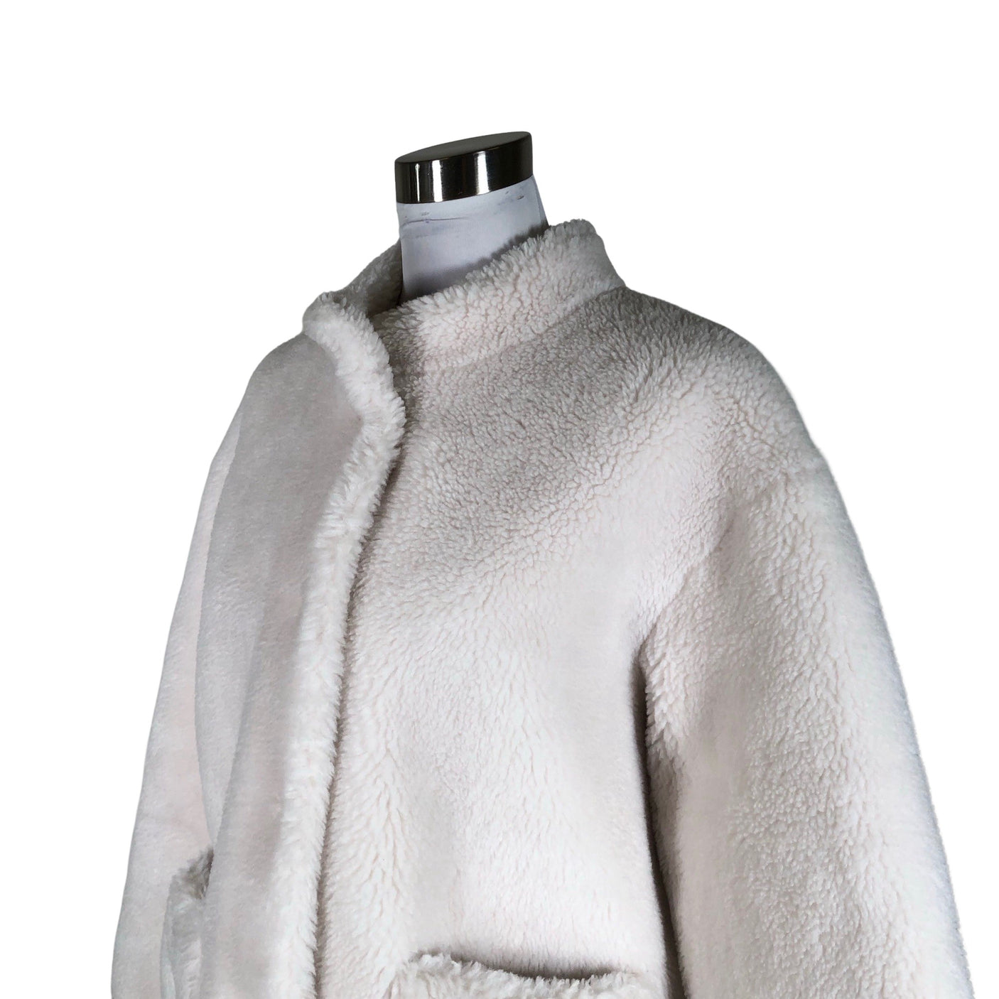 Unisex Muotikuu - Kunstkarusnahast mantel, suurus 36 - Valge (3)