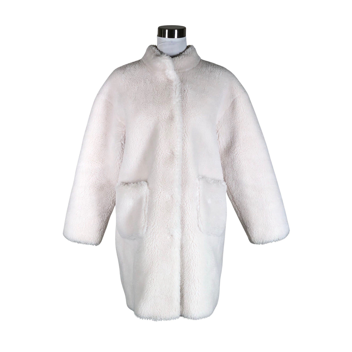 Unisex Muotikuu - Kunstkarusnahast mantel, suurus 36 - Valge (1)