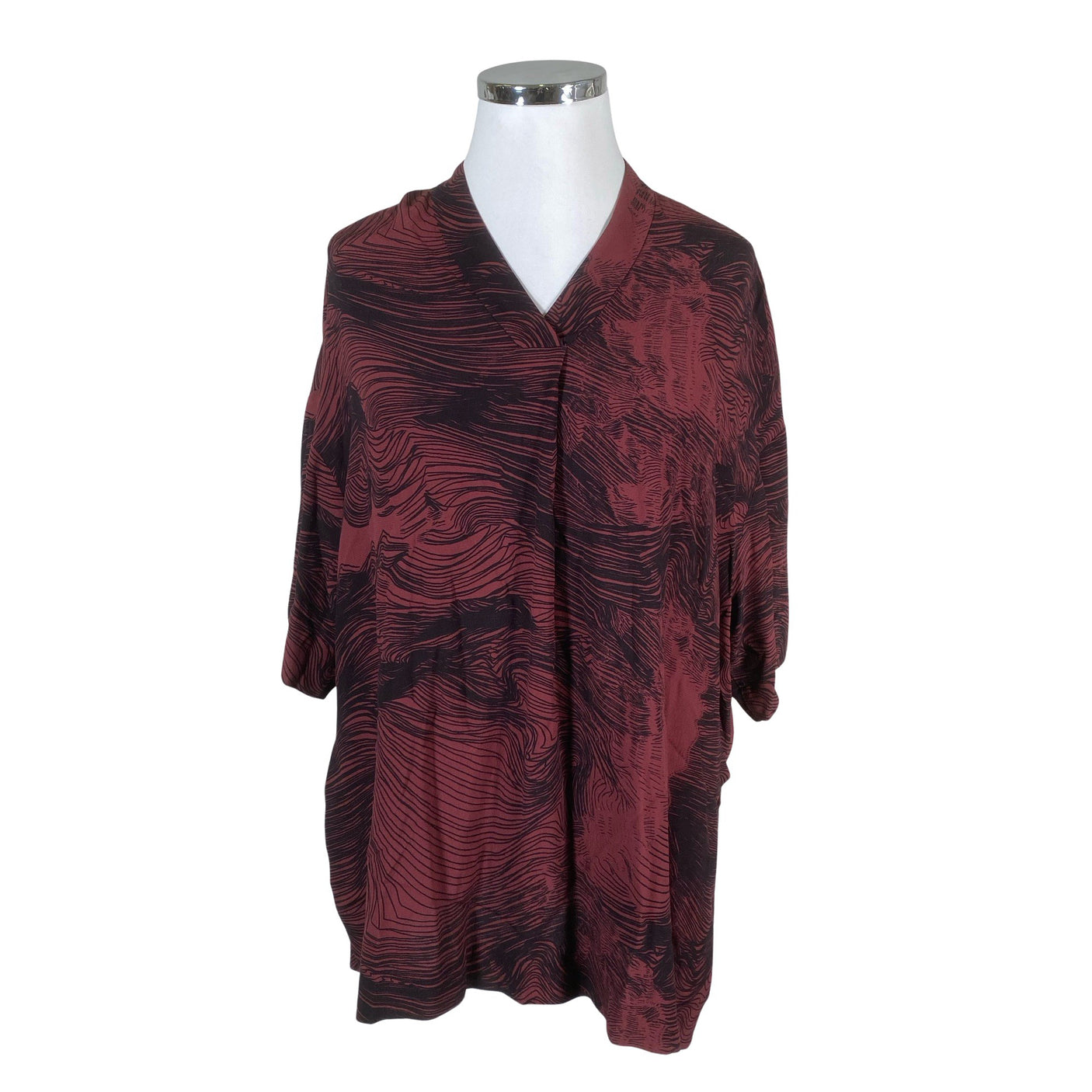 Unisex Marimekko - Lühikeste käistega pluus, suurus 44 - Veinipunane (1)