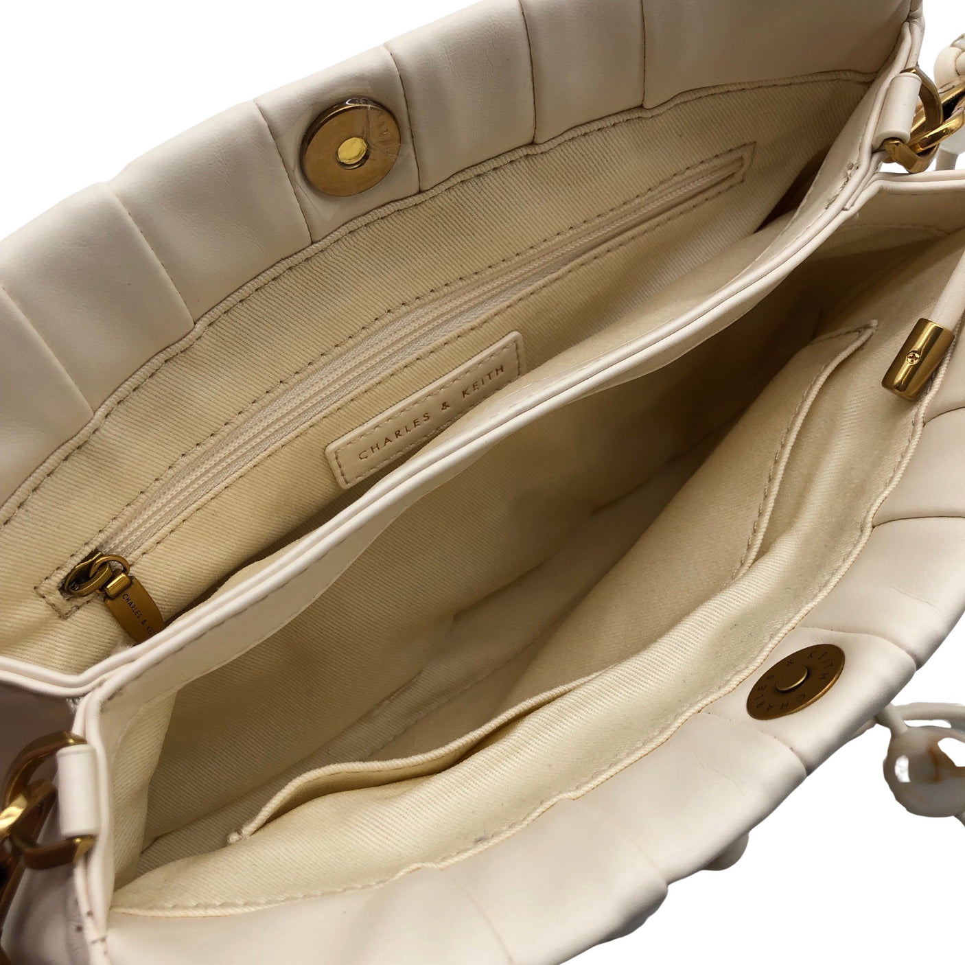 Unisex Charles & Keith - Õlakott, suurus Mini - Looduslik valge (2)