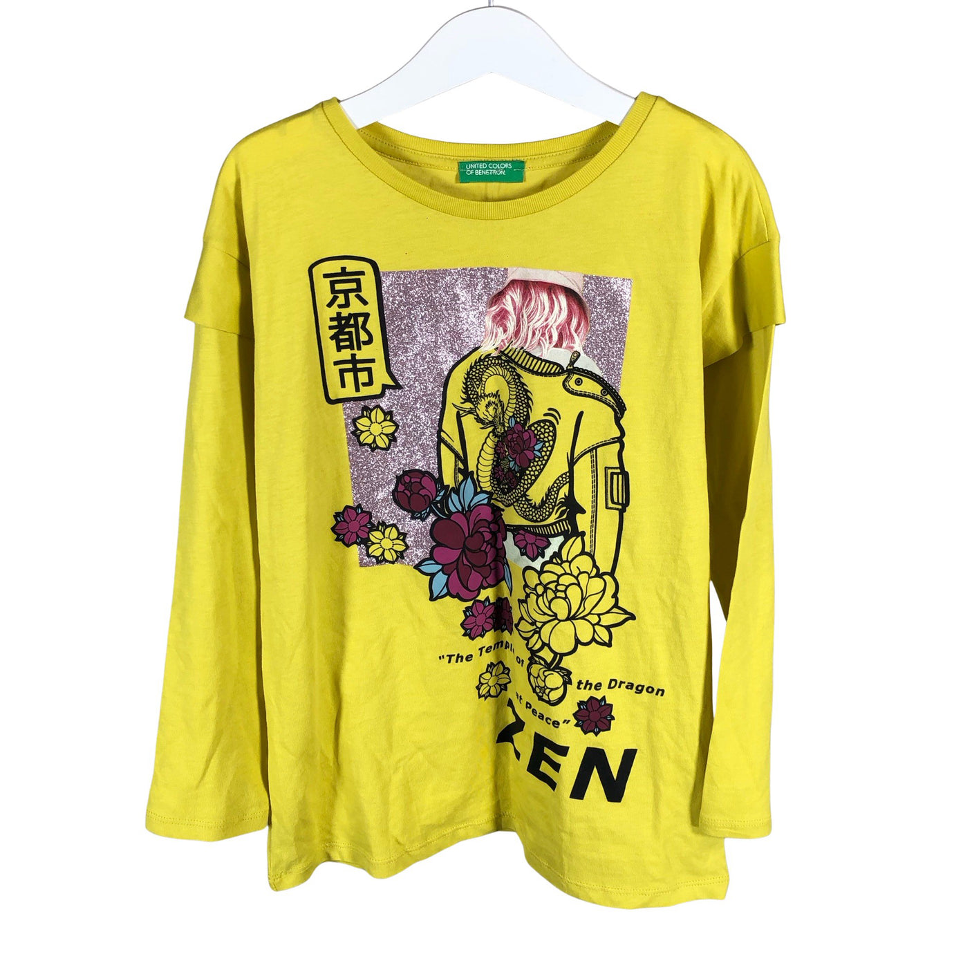 Unisex Benetton - Trikotaažist pluus, suurus 128 - 134 - Kollane (1)