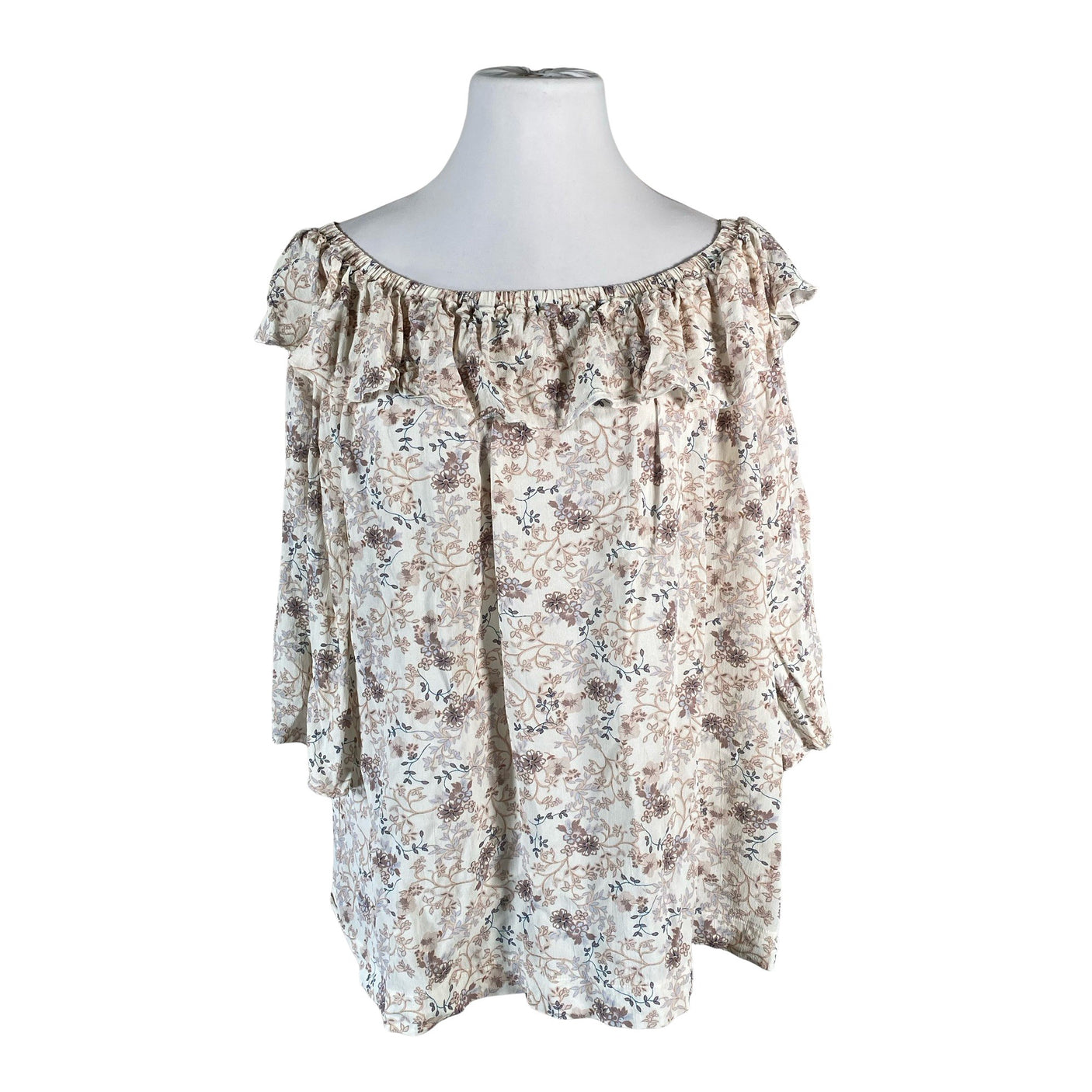 Unisex Andiata - Lühikeste käistega pluus, suurus 46 - Beige (1)