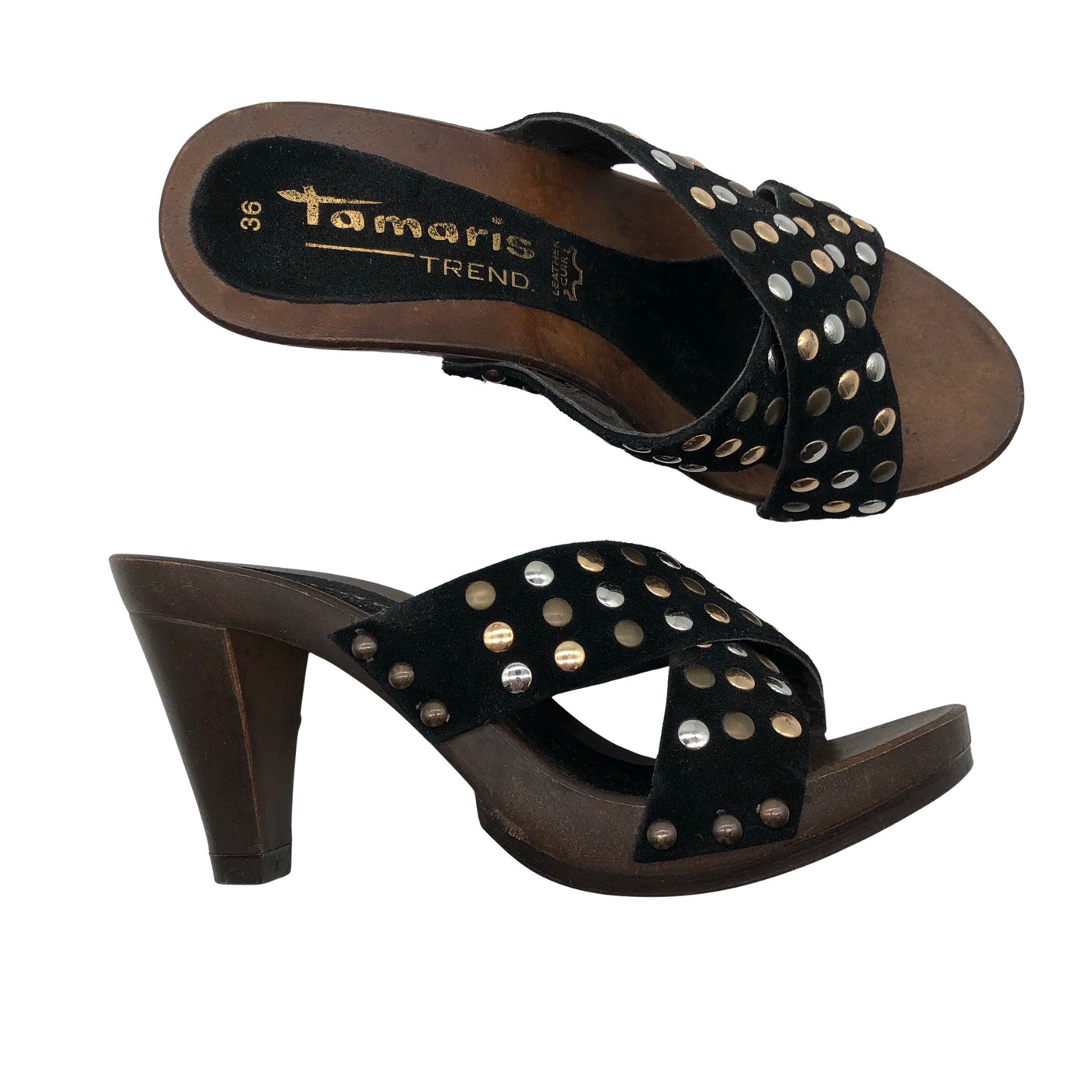 Unisex Tamaris - Kontsaga rihmikud, suurus 36 - Must (1)