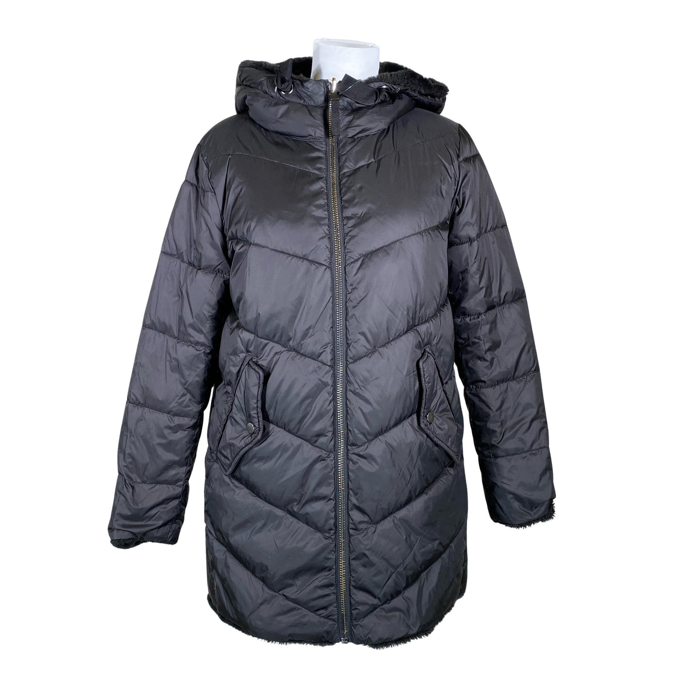 Unisex Esprit - Kunstkarusnahast mantel, suurus 36 - Must (3)