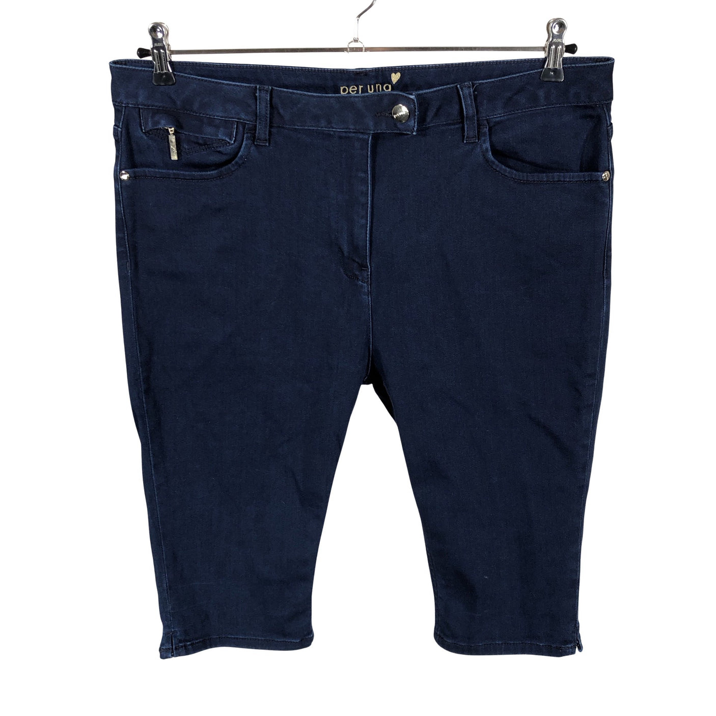 Unisex Per Una by Marks & Spencer - Teksast poolpikad püksid, suurus 46 - Sinine (1)
