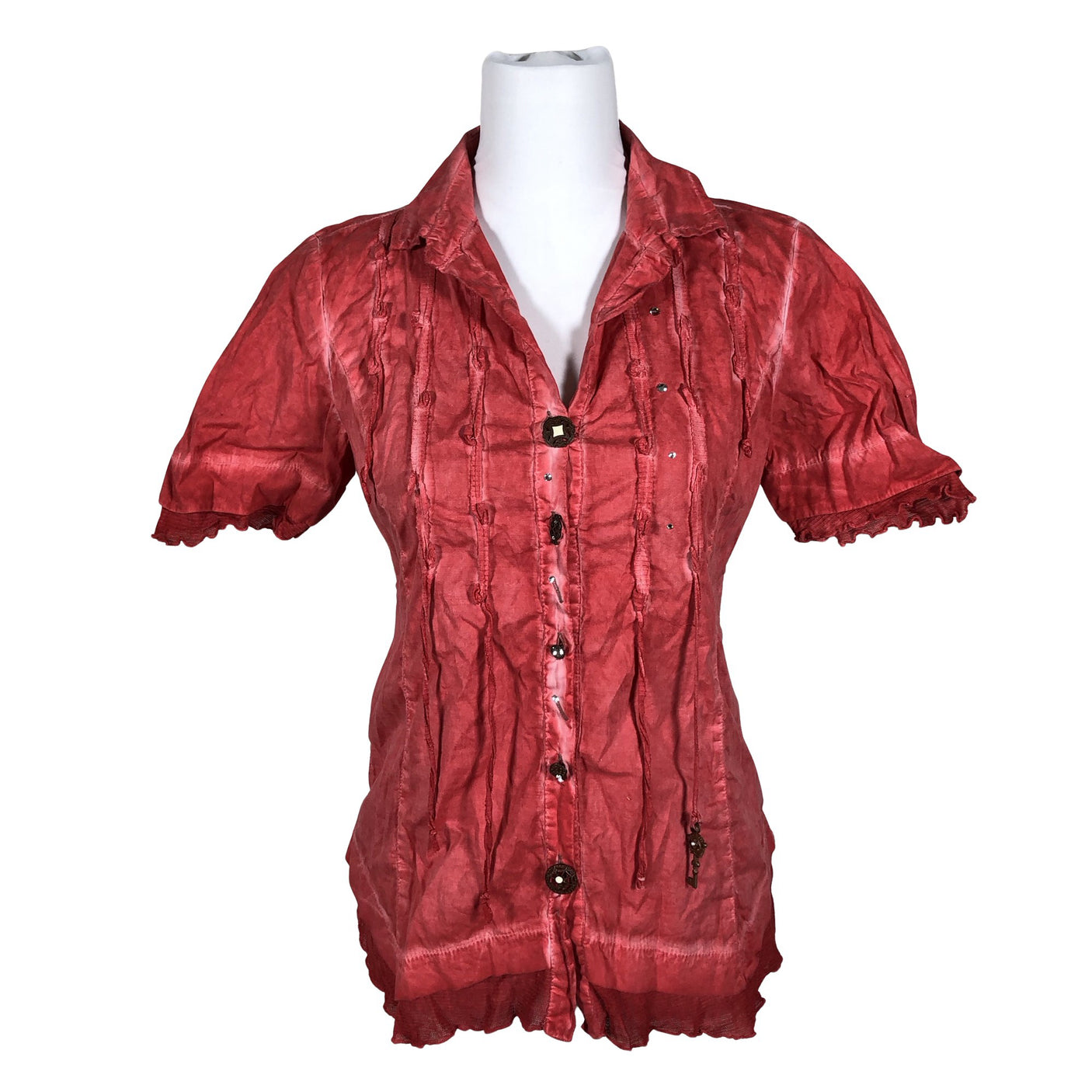 Unisex Elisa Cavaletti - Lühikeste käistega pluus, suurus 34 - Punane (3)