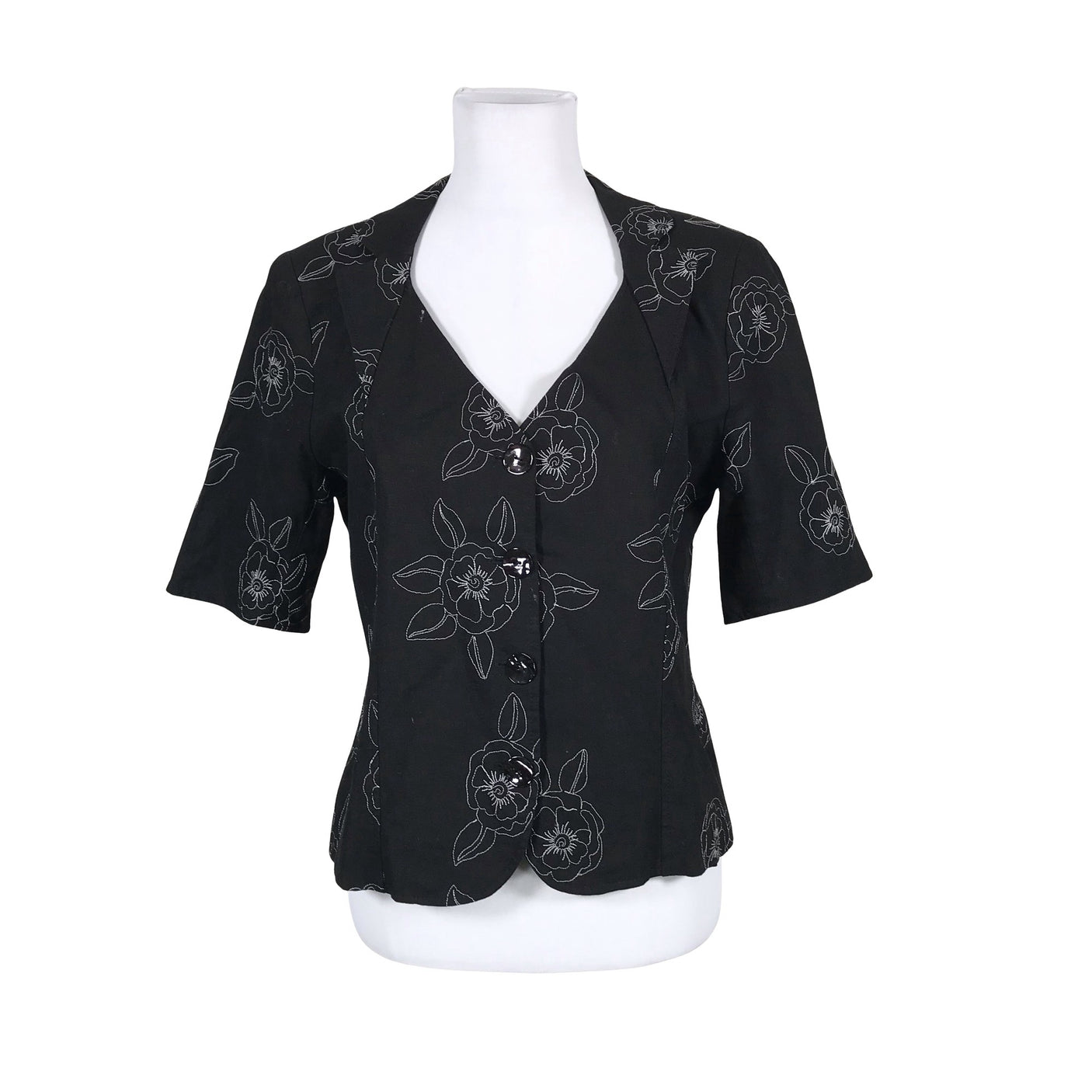 Unisex Ted Nicol - Lühikeste käistega pluus, suurus 40 - Must (1)