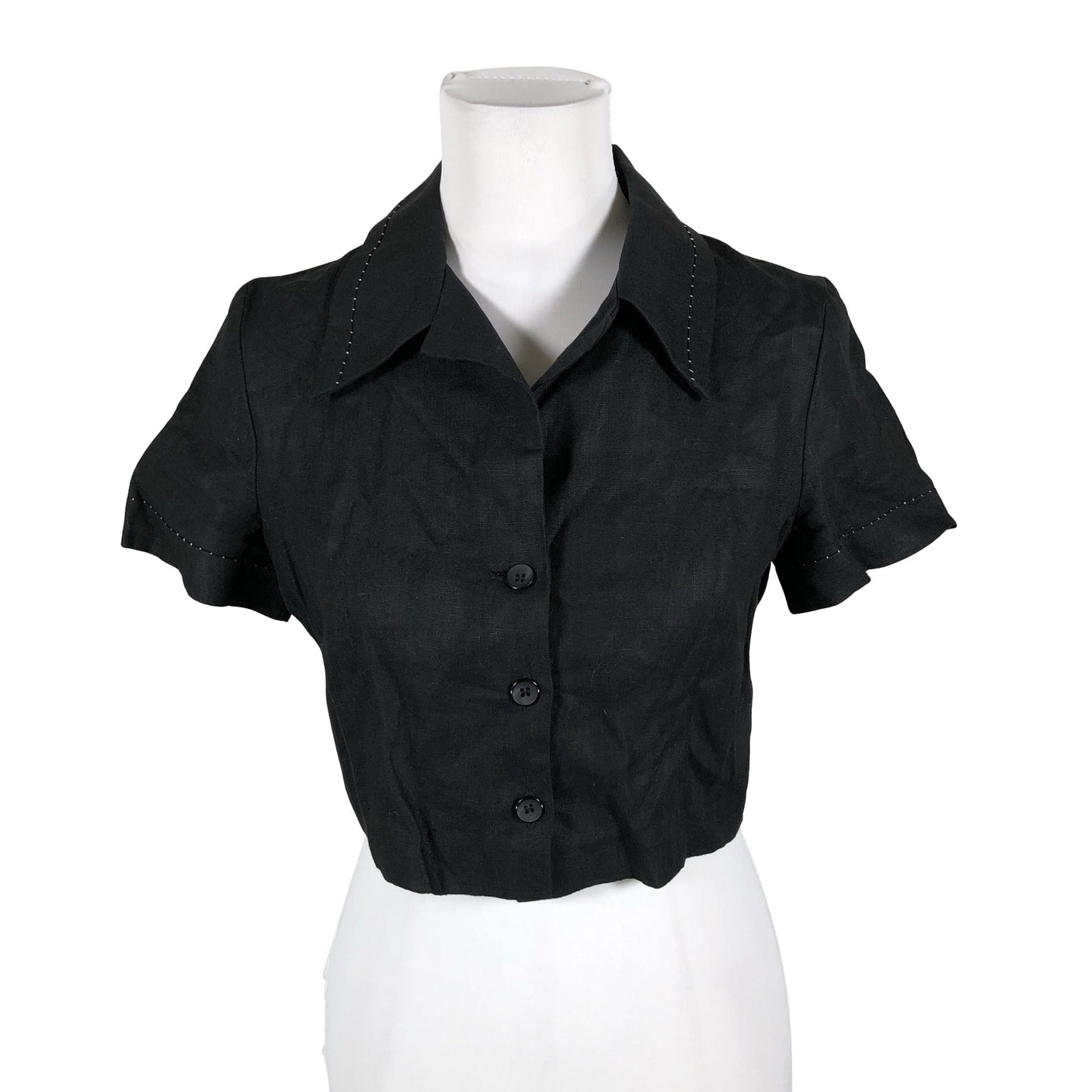 Unisex She - Lühikeste käistega pluus, suurus 36 - Must (1)