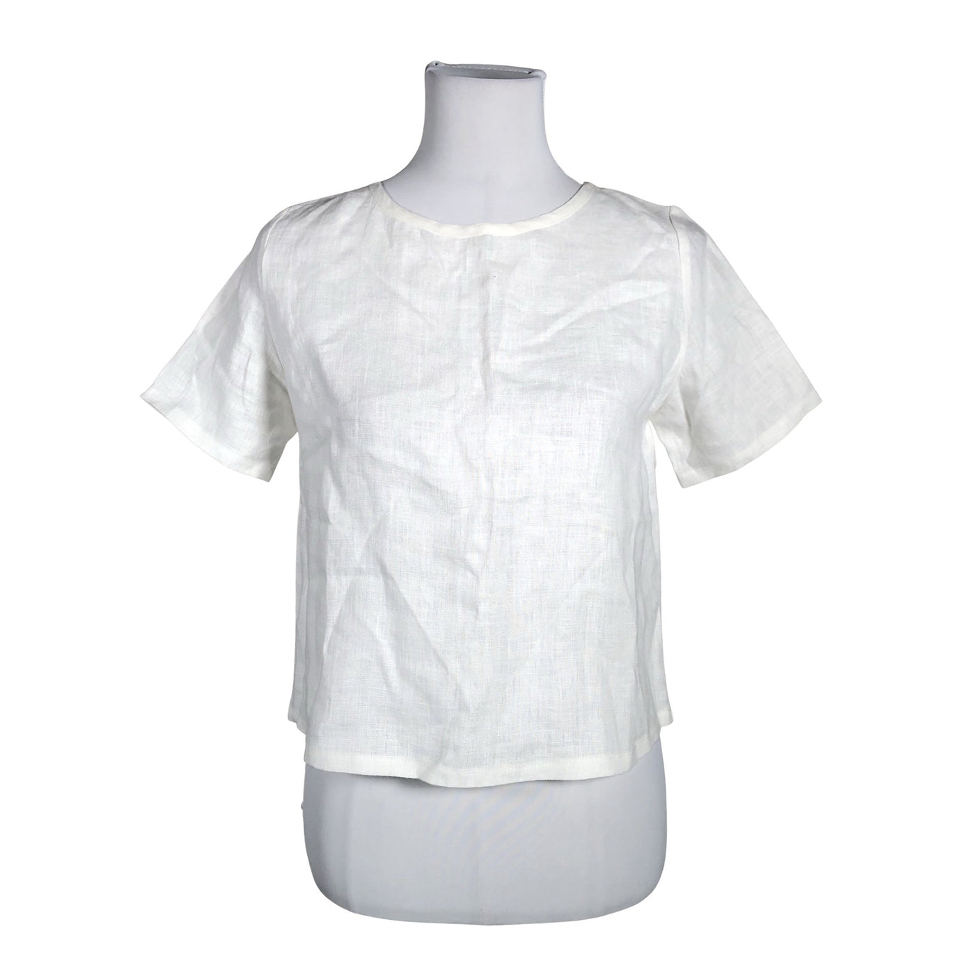 Unisex Linen Handmade Studio - Lühikeste käistega pluus, suurus 36 - Valge (1)