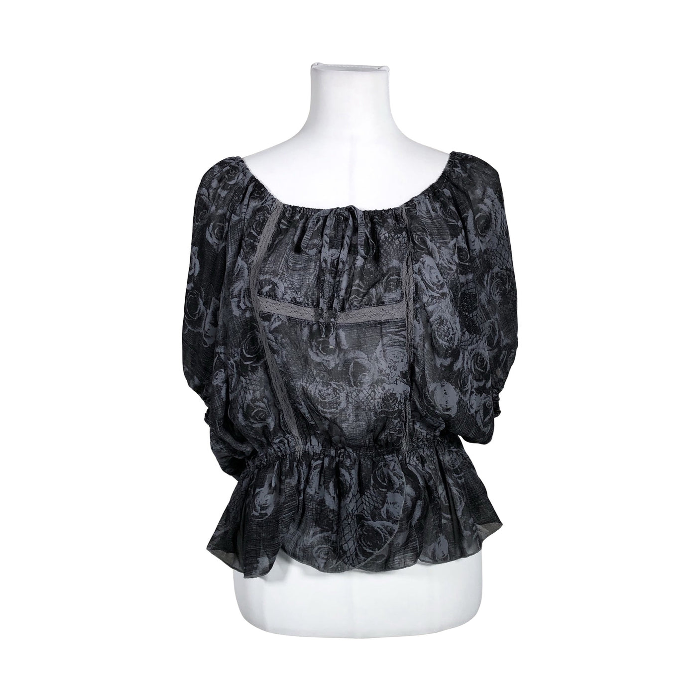 Unisex Guess - Lühikeste käistega pluus, suurus 34 - Hall (1)