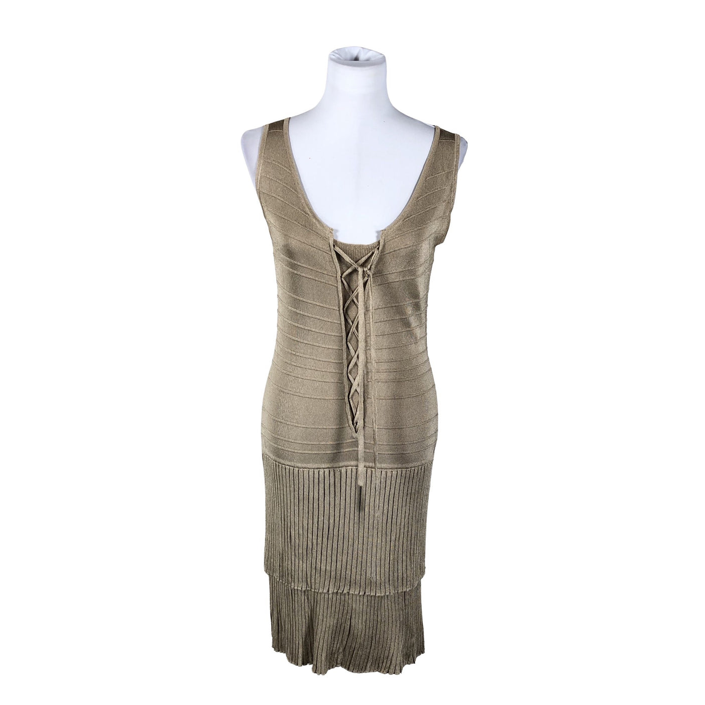 Unisex Luisa Spagnoli - Kootud kleit, suurus 38 - Beige (3)