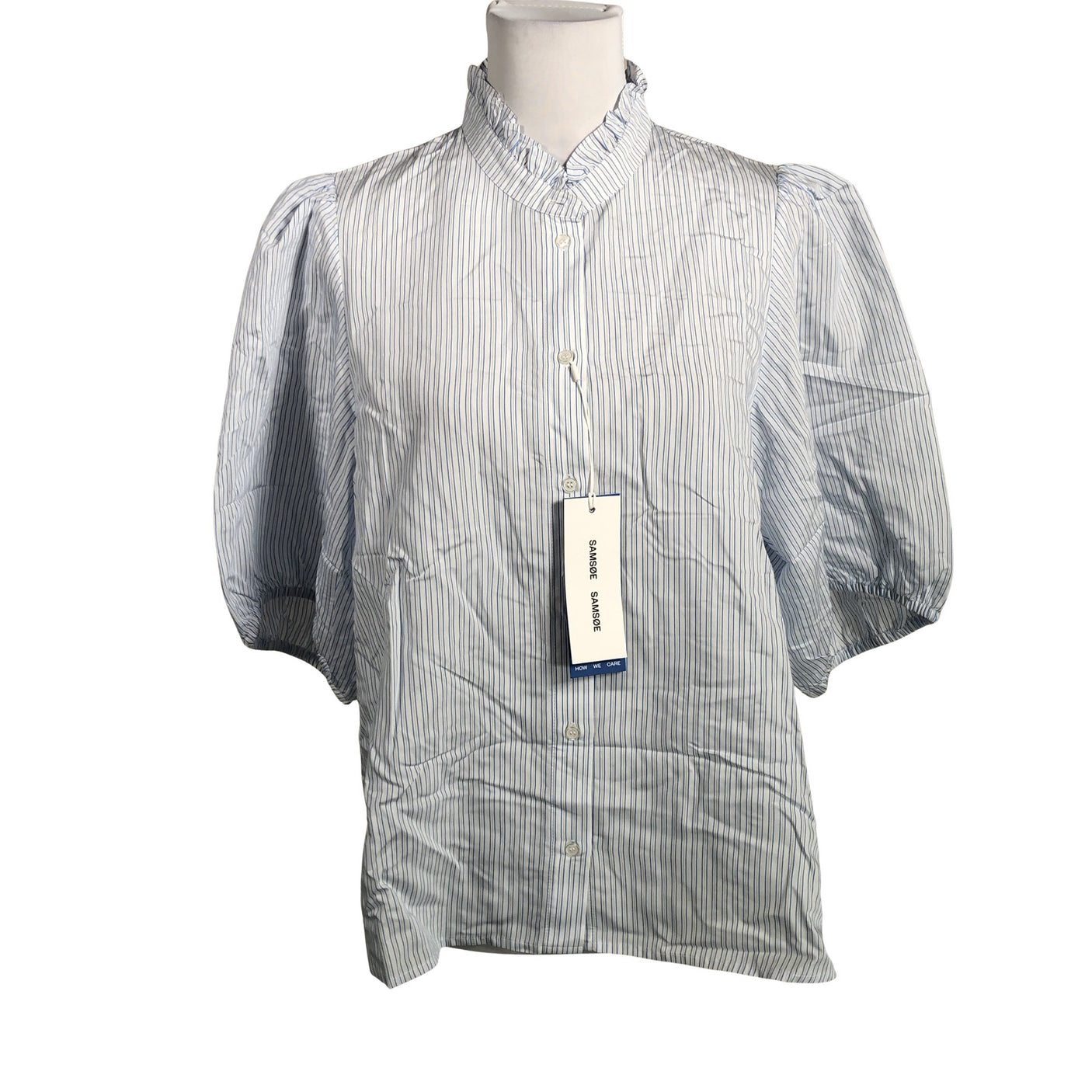Unisex Samsoe&Samsoe - Lühikeste käistega pluus, suurus 40 - Sinine (1)