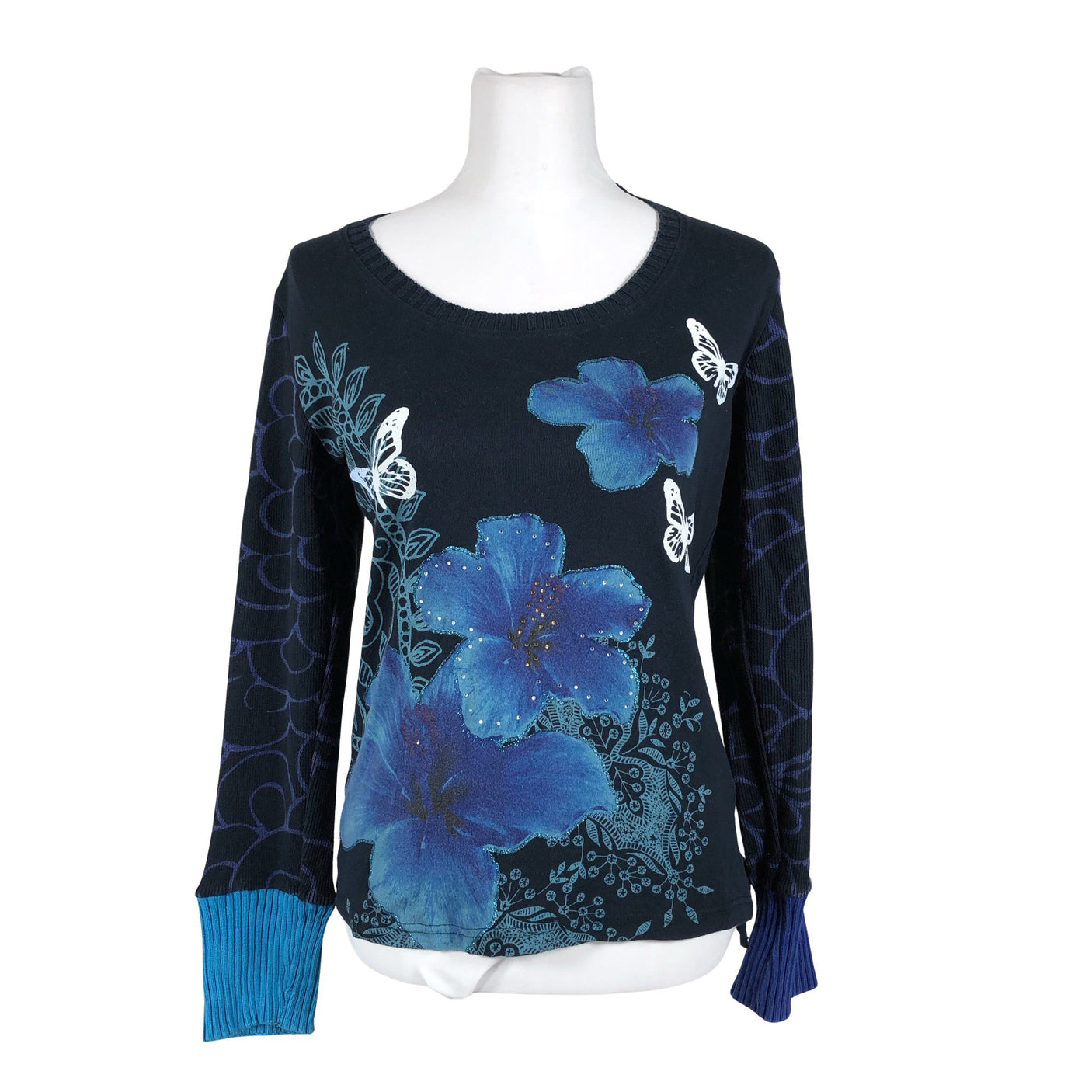 Unisex Desigual - Trikotaažist pluus, suurus 40 - Sinine (1)