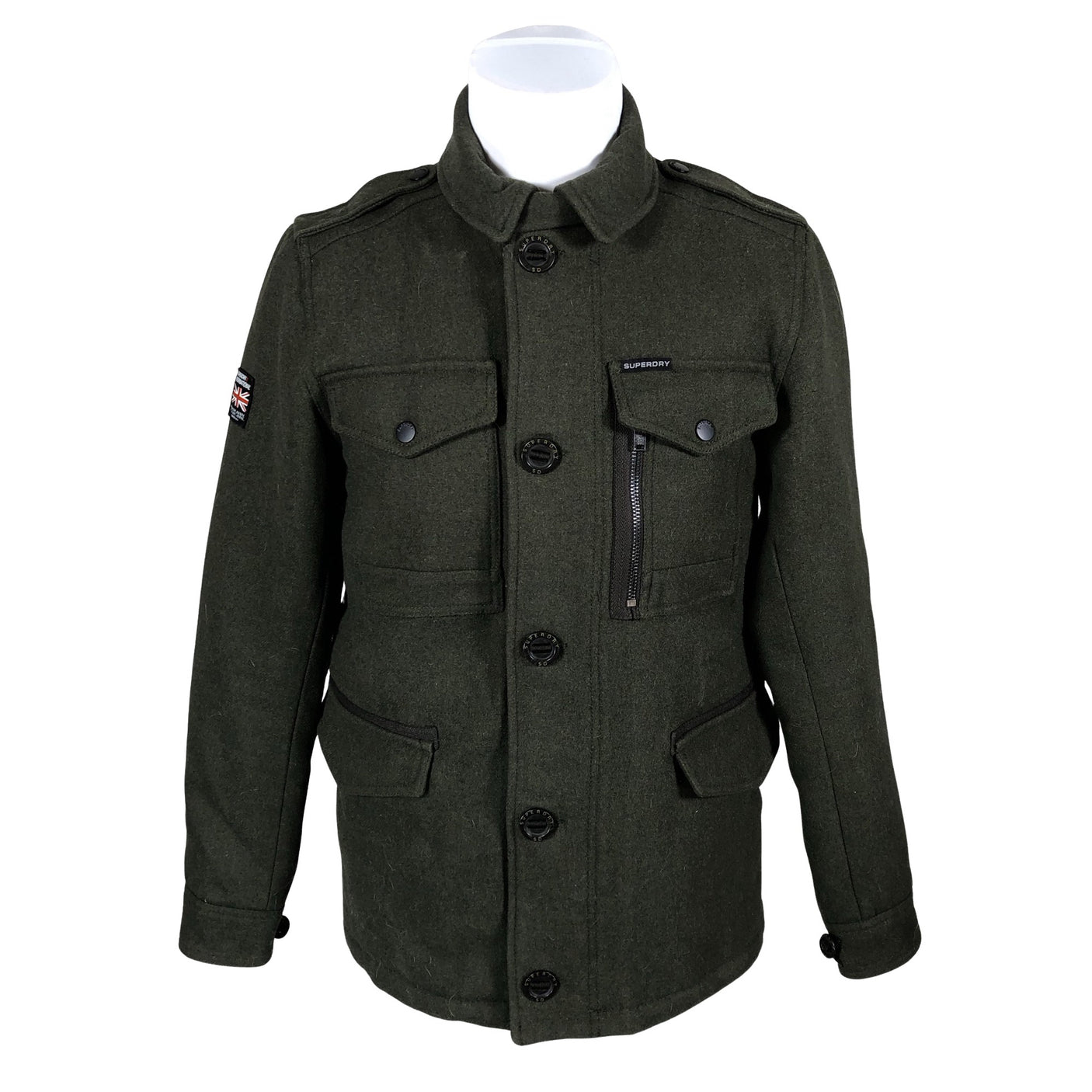 Unisex Superdry - Villane mantel, suurus M - Roheline (1)