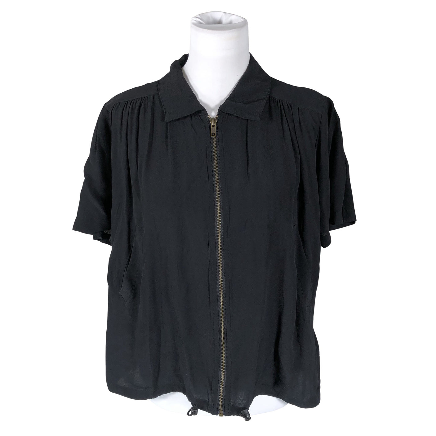Unisex Nü - Lühikeste käistega pluus, suurus 40 - Must (1)