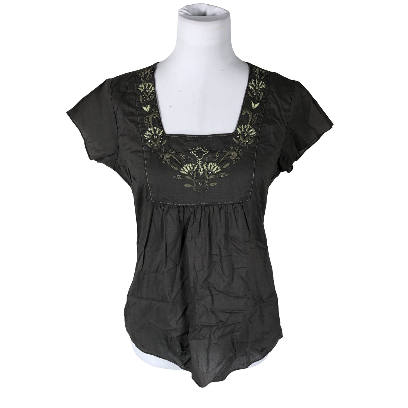 Unisex Lindex - Lühikeste käistega pluus, suurus 38 - Hall (1)