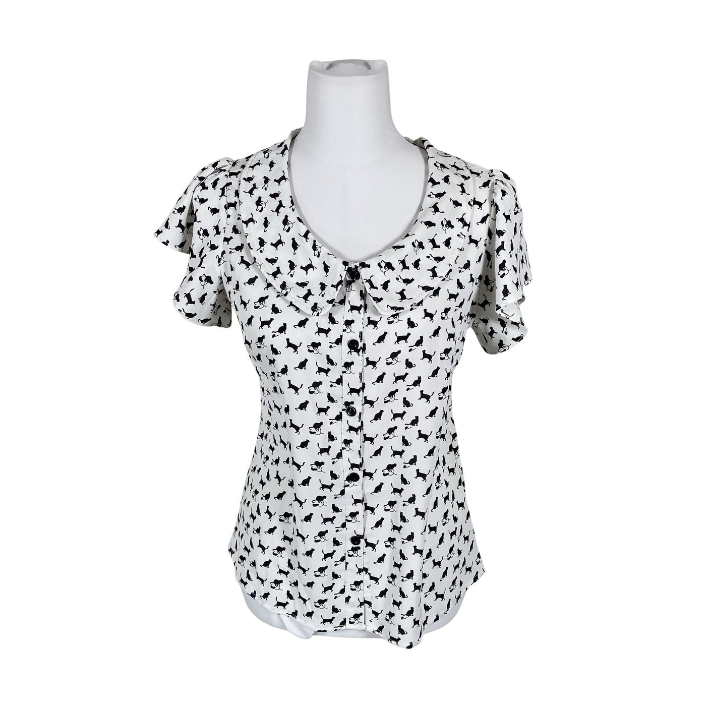 Unisex Voodoo Vixen - Lühikeste käistega pluus, suurus 36 - Valge (1)