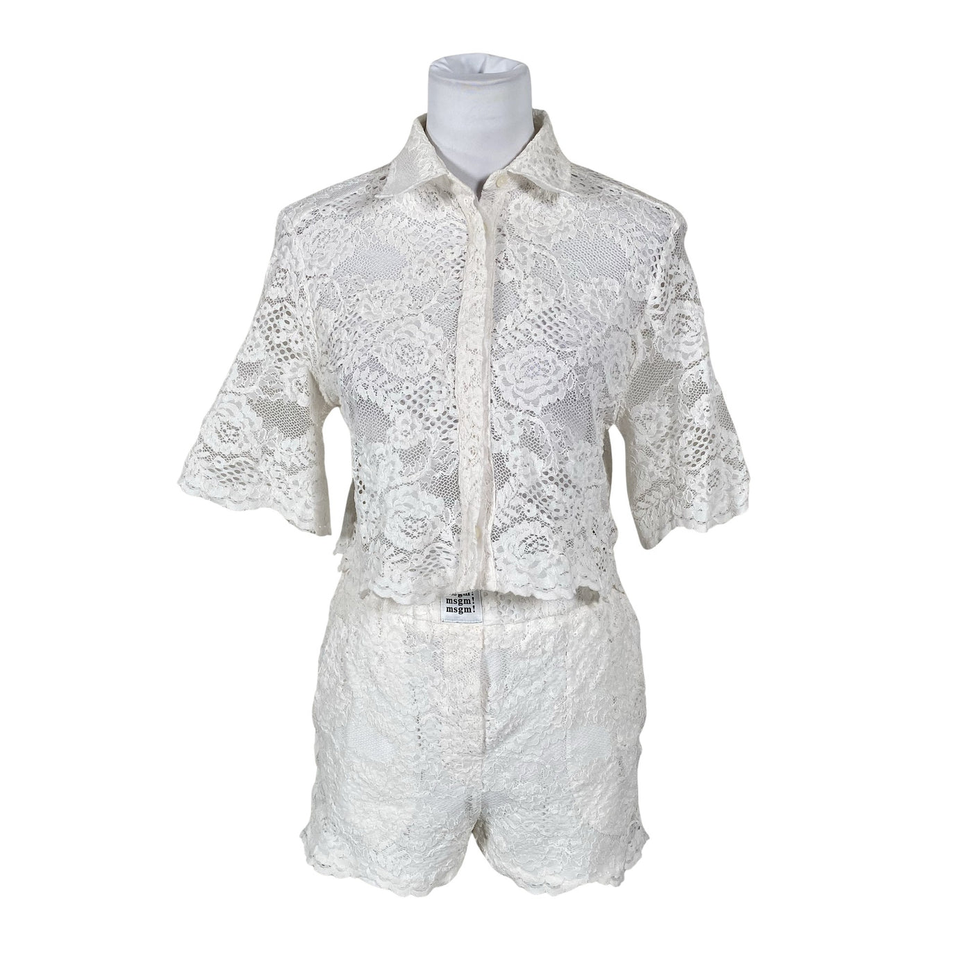 Unisex MSGM - Lühikeste käistega pluus, suurus 38 - Valge (1)