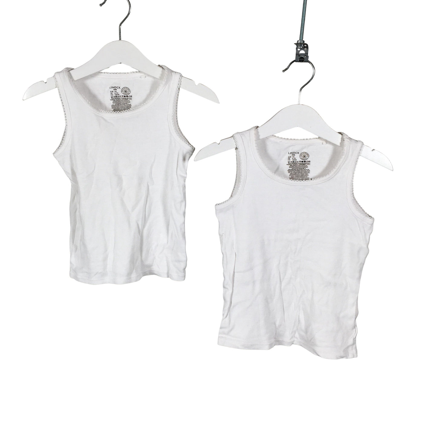 Unisex Lindex - Trikotaažist topp, suurus 104 - 110 - Valge (1)