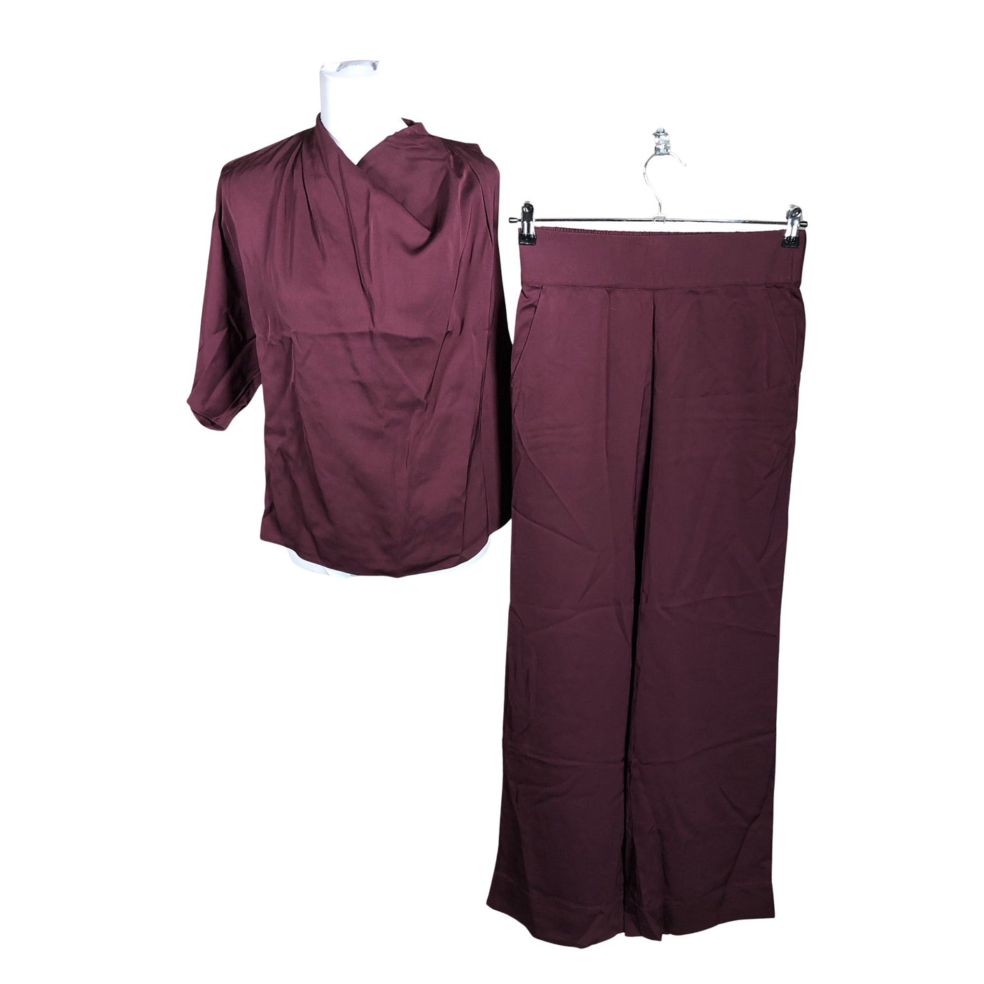 Unisex Selected - Mittevenivad püksid, suurus 36 - Veinipunane (1)