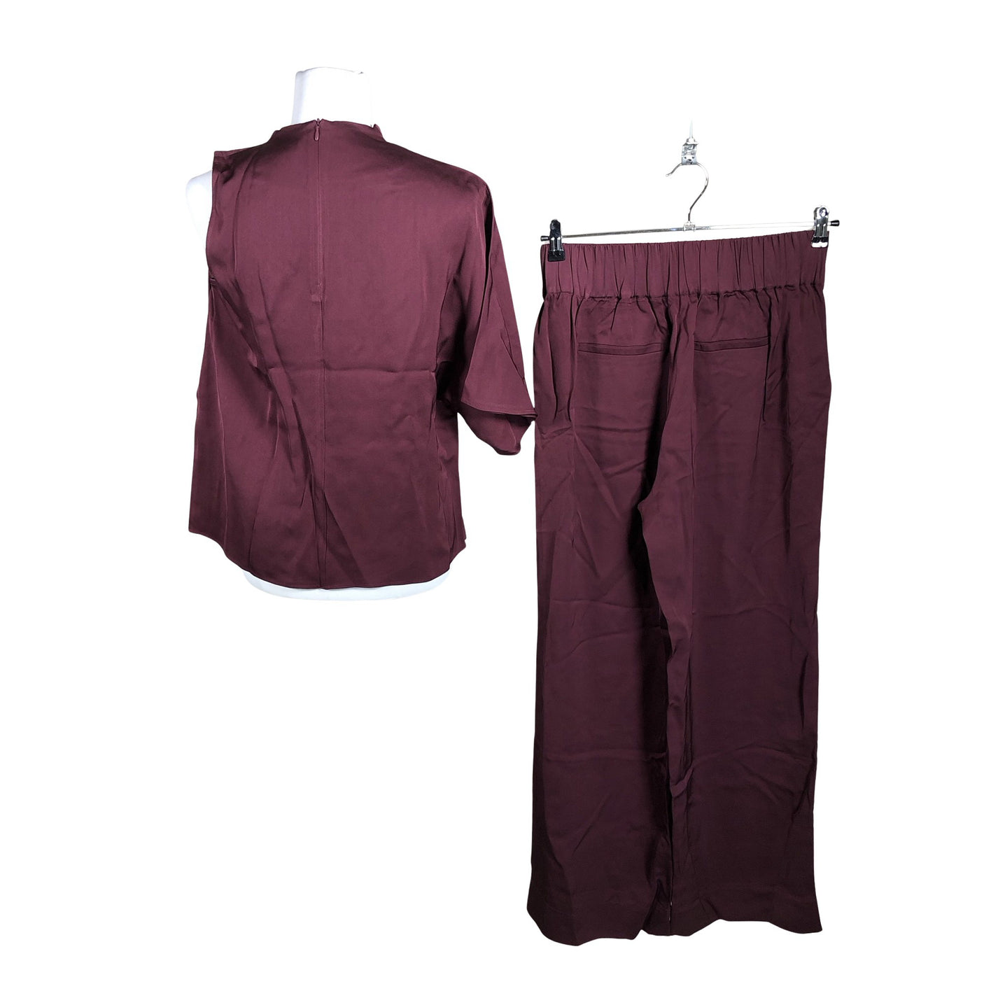 Unisex Selected - Mittevenivad püksid, suurus 36 - Veinipunane (2)
