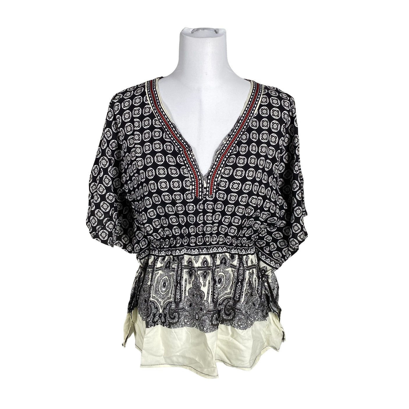 Unisex Bohemiana - Lühikeste käistega pluus, suurus 38 - Must (1)