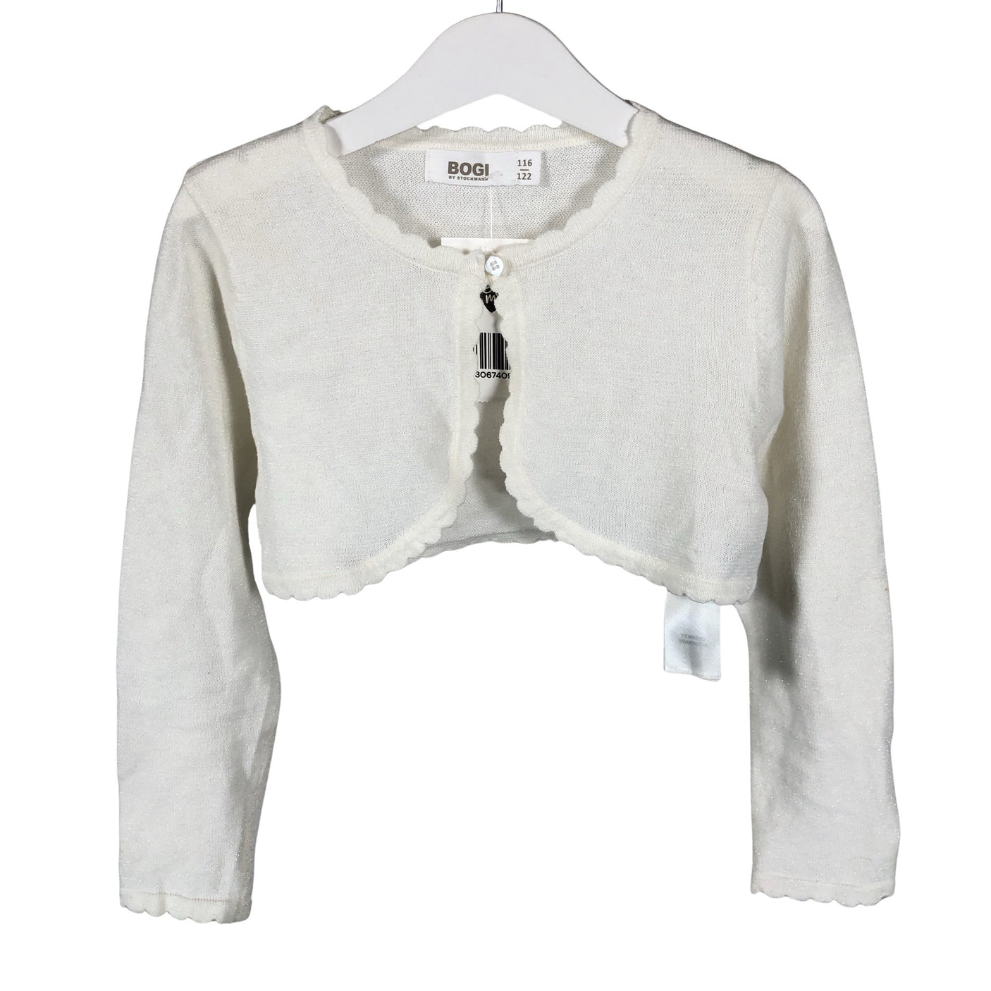 Unisex Bogi - Kootud boolero, suurus 116 - 122 - Valge (1)