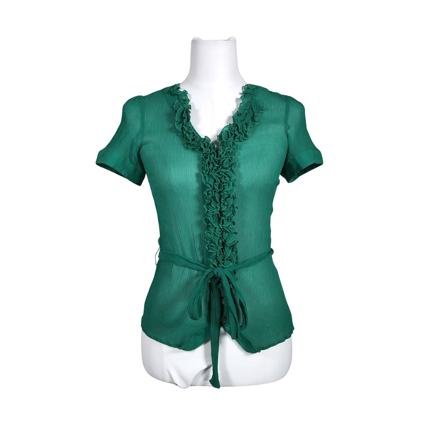 Unisex Bandolera - Lühikeste käistega pluus, suurus 38 - Roheline (1)