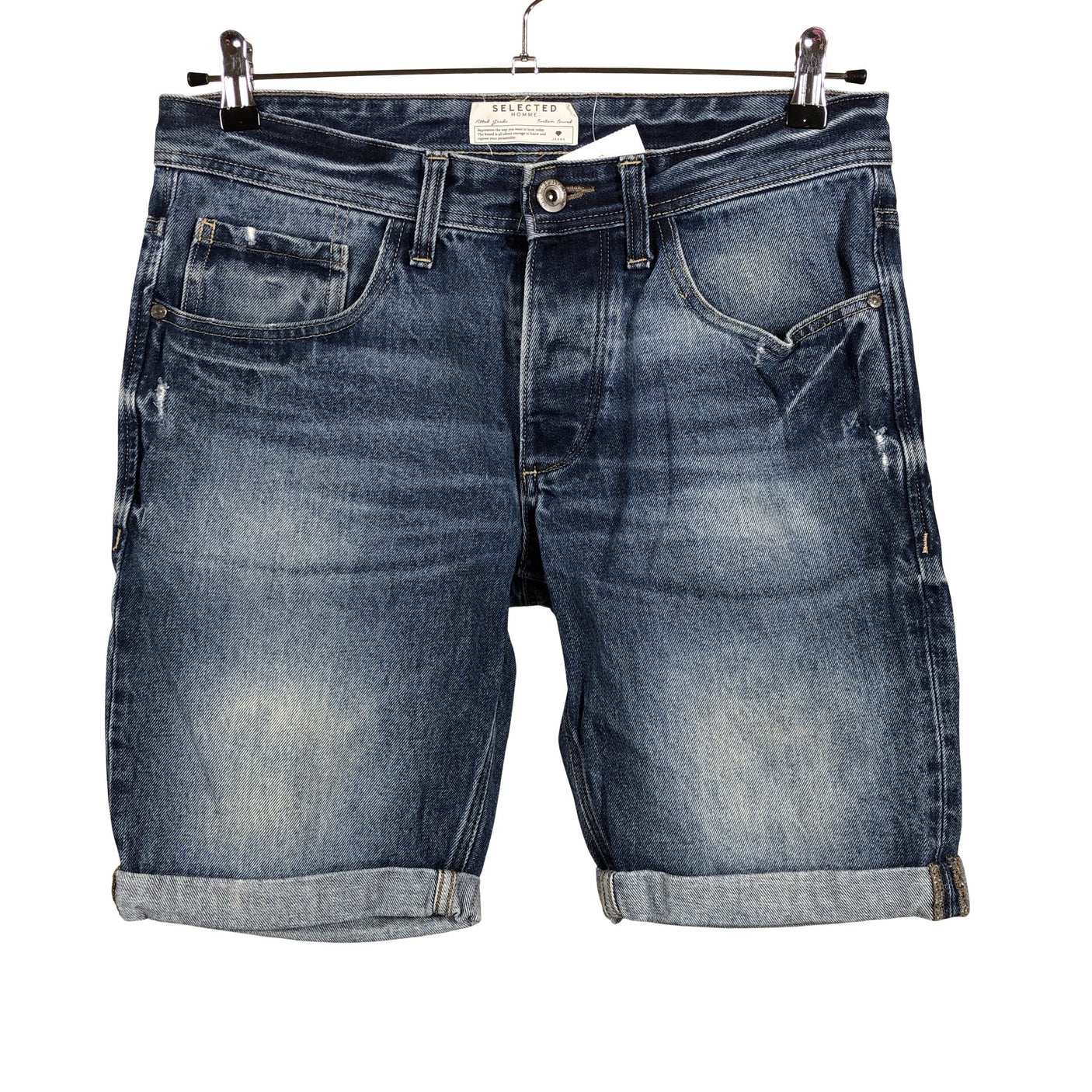 Unisex Selected - Teksast lühikesed püksid, suurus M - Sinine (1)