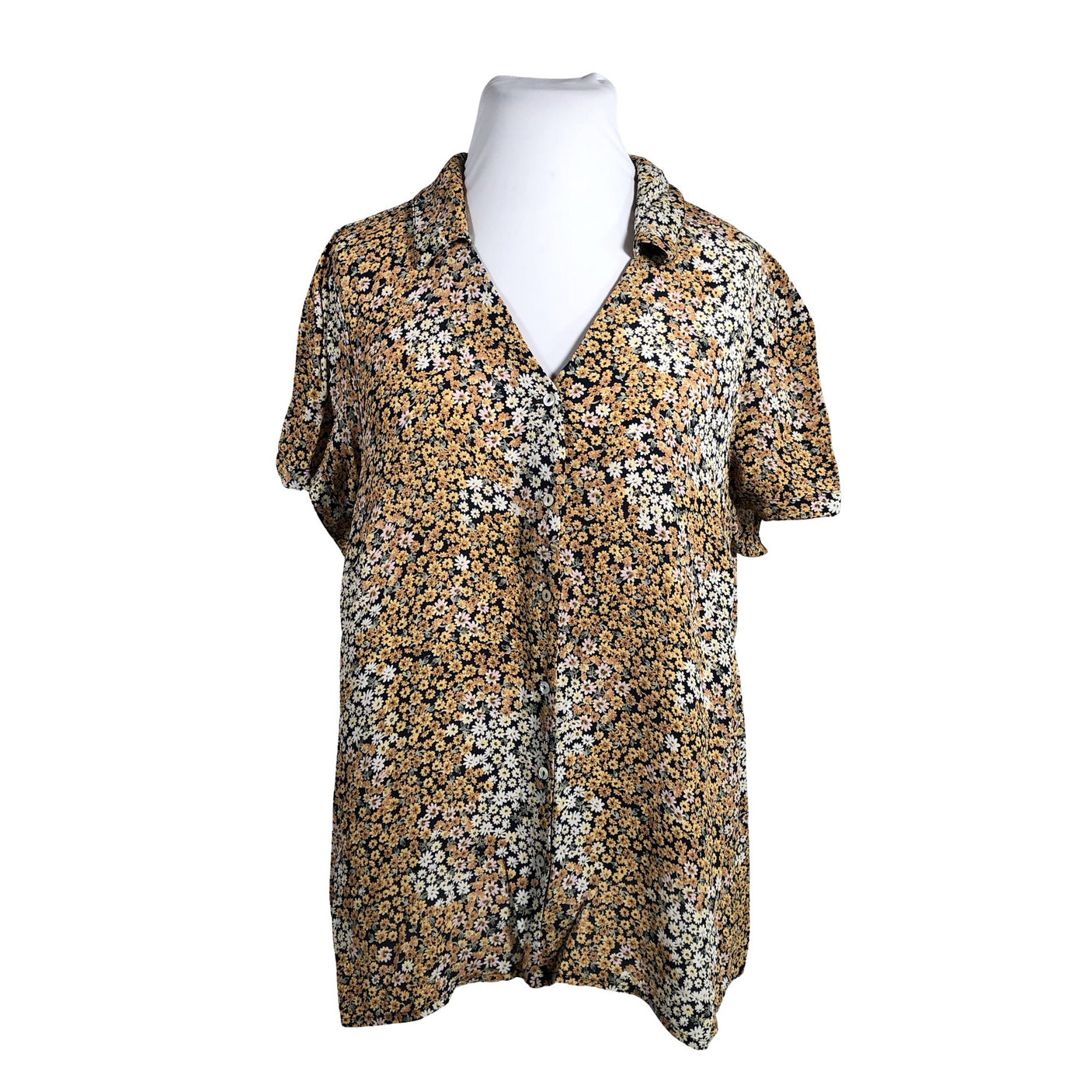 Unisex Zizzi - Lühikeste käistega pluus, suurus 46 - Sinine (1)
