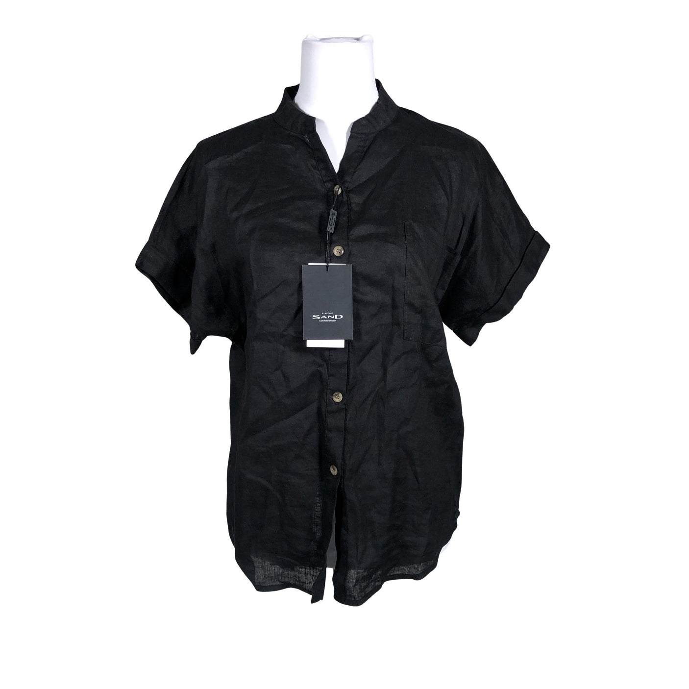 Unisex Sand - Lühikeste käistega pluus, suurus 34 - Must (1)
