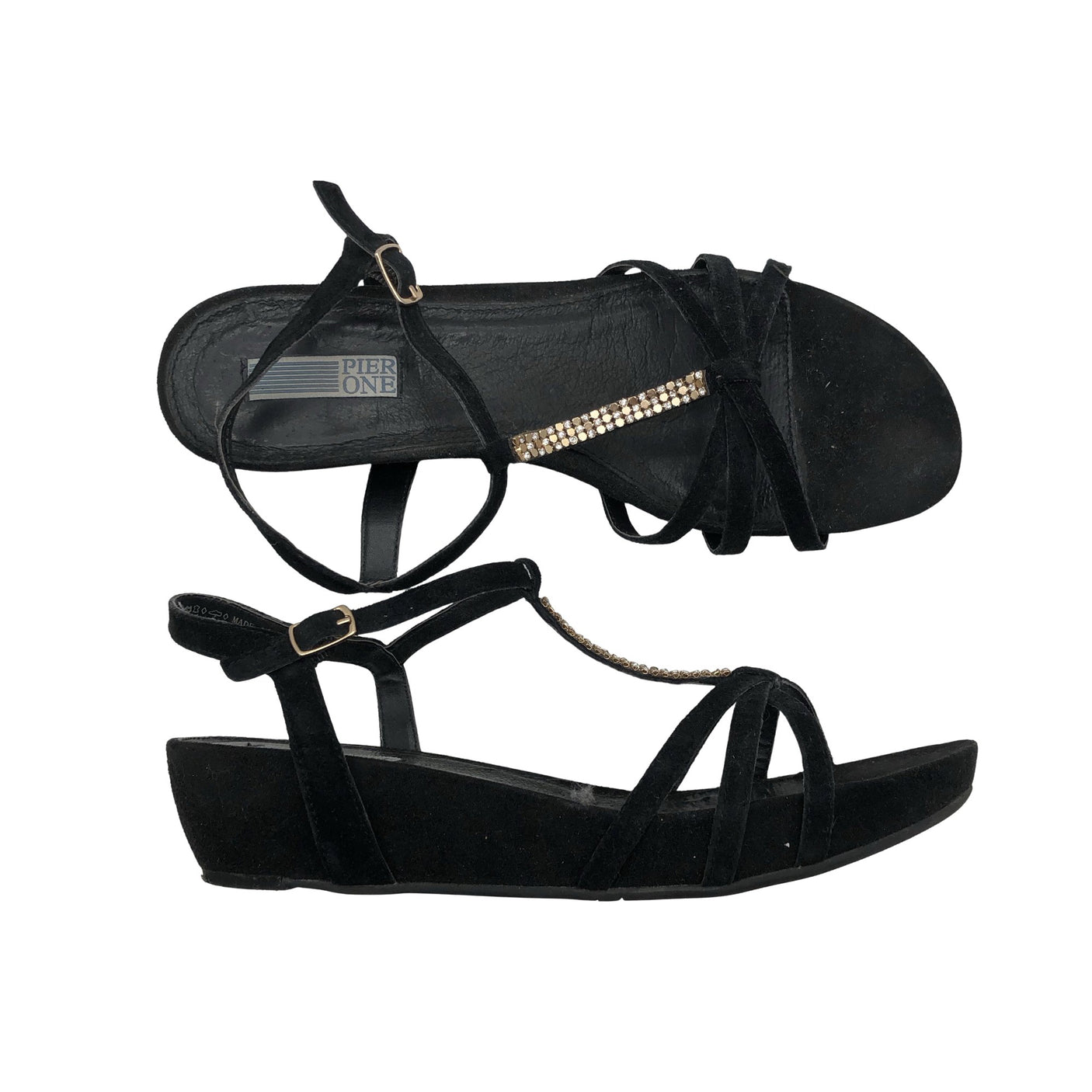 Unisex Pier One - Kiilkontsaga rihmikud, suurus 42 - Must (1)